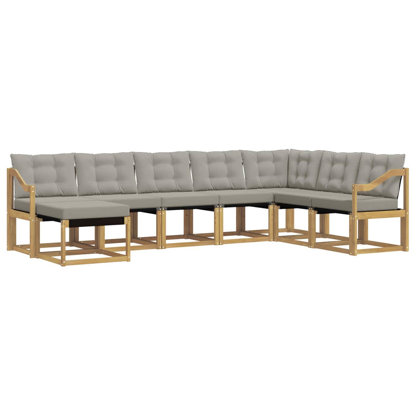 vidaXL Outdoor-Sofagarnitur mit Kissen 8 pcs Weiß und Hellgrau