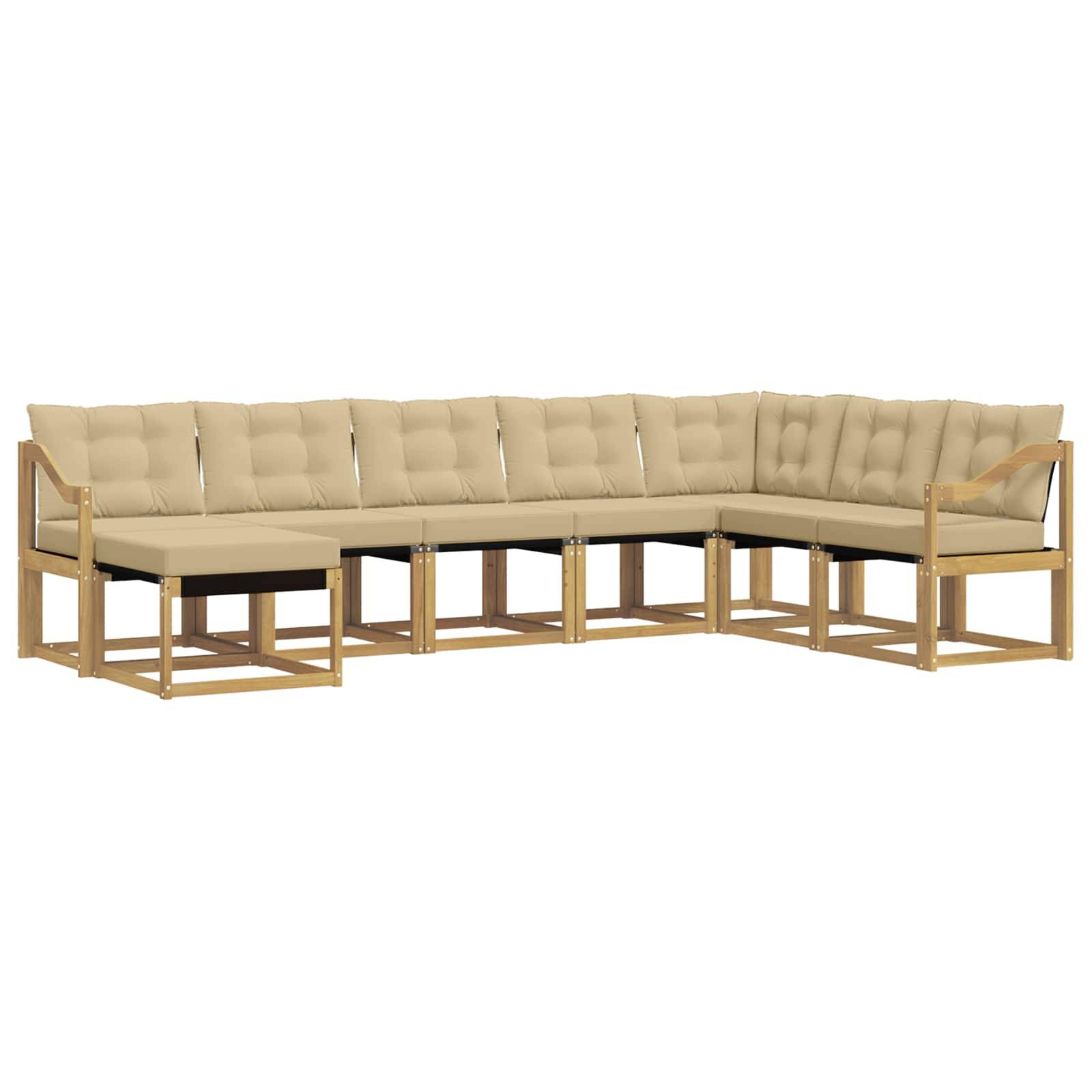 vidaXL Outdoor-Sofagarnitur mit Kissen 8 pcs Weiß und Beige