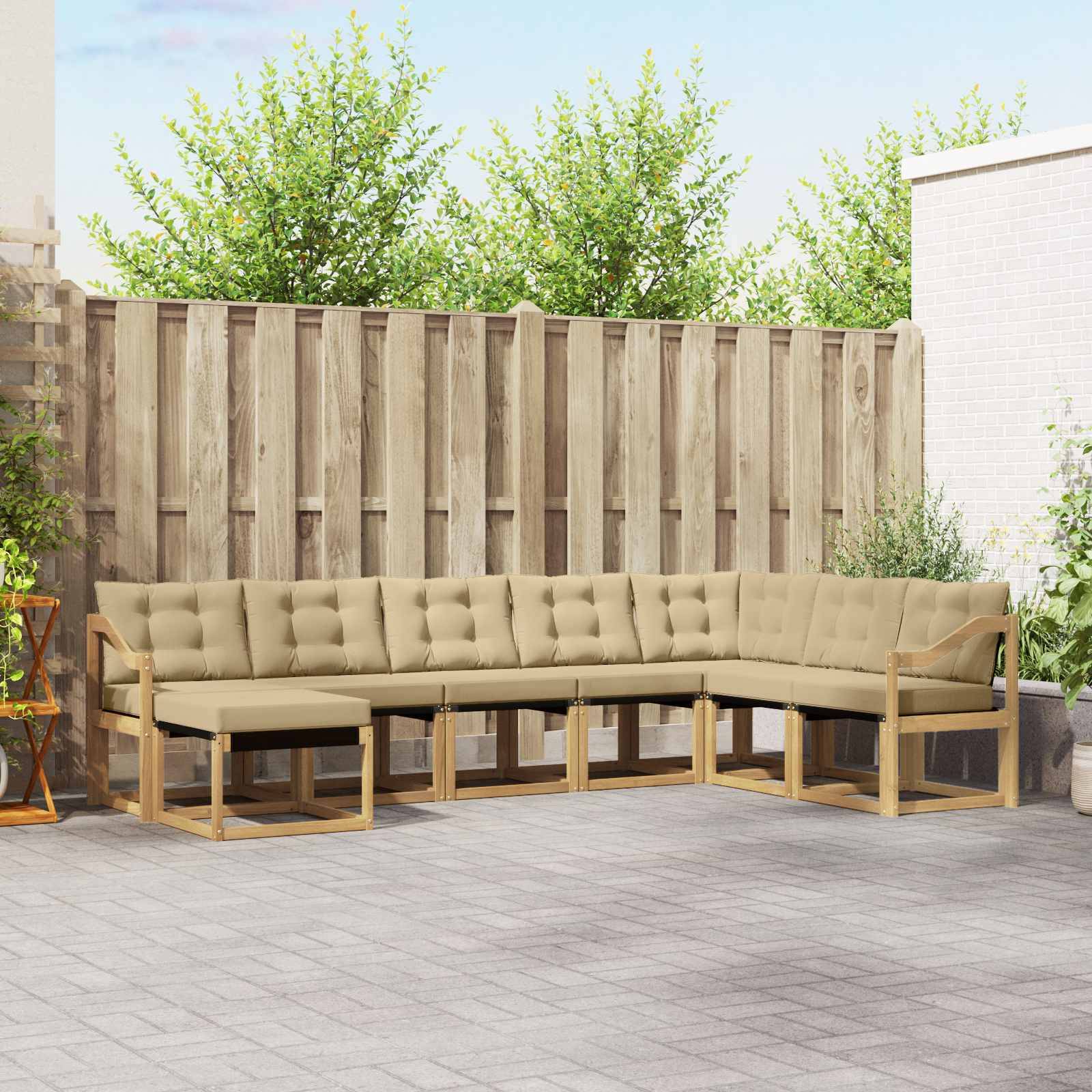 vidaXL Outdoor-Sofagarnitur mit Kissen 8 pcs Weiß und Beige