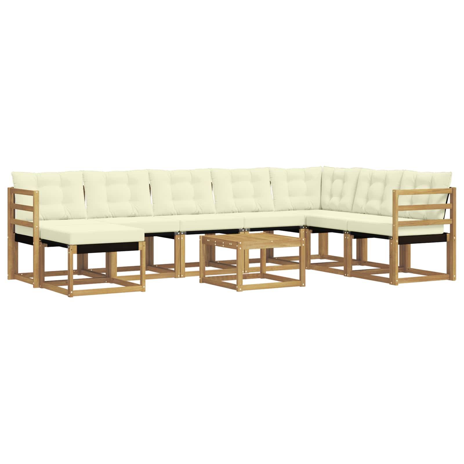 vidaXL Outdoor-Sofagarnitur mit Kissen 9 pcs Weiß und Creme