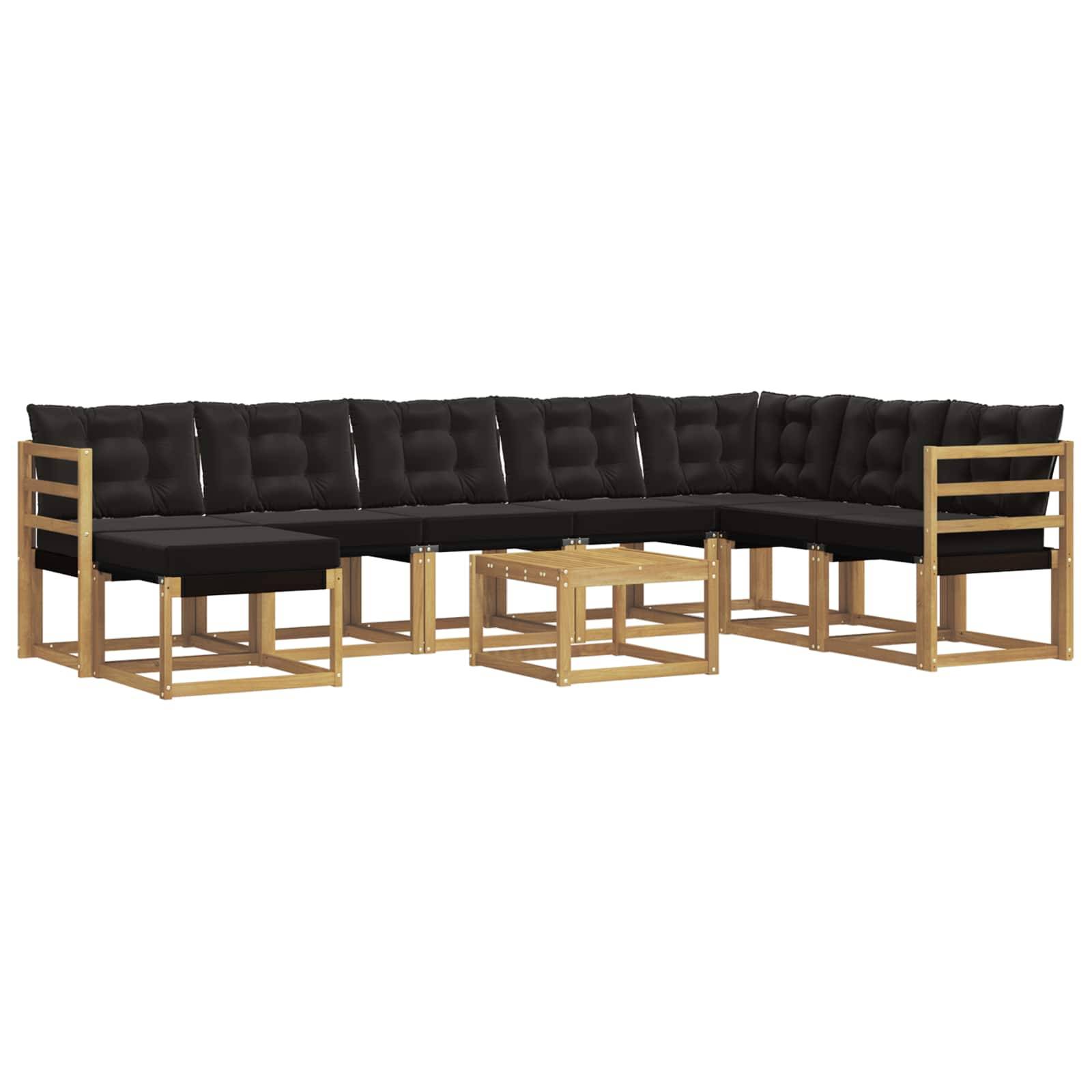 vidaXL Outdoor-Sofagarnitur mit Kissen 9 pcs Weiß und Schwarz