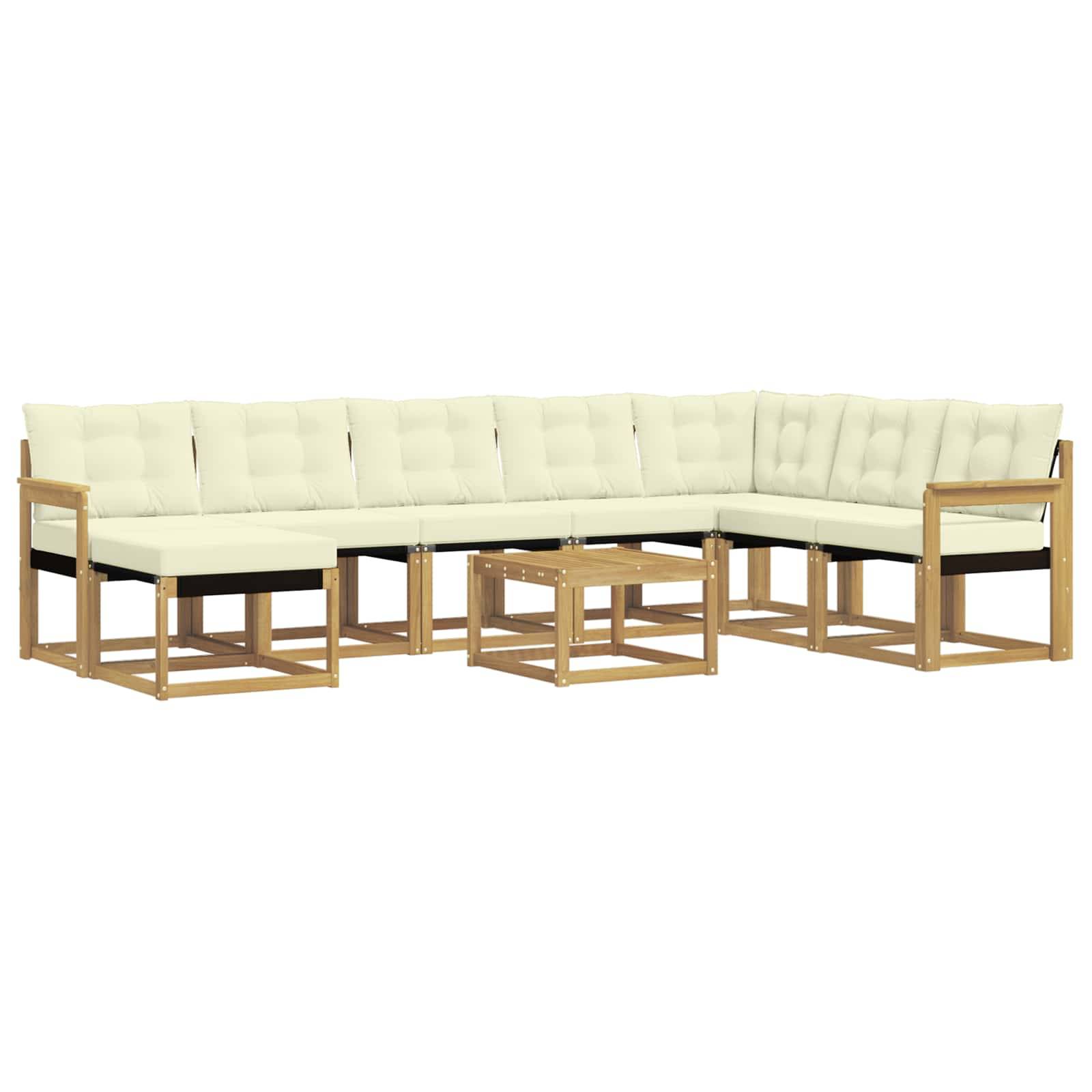 vidaXL Outdoor-Sofagarnitur mit Kissen 9 pcs Weiß und Creme