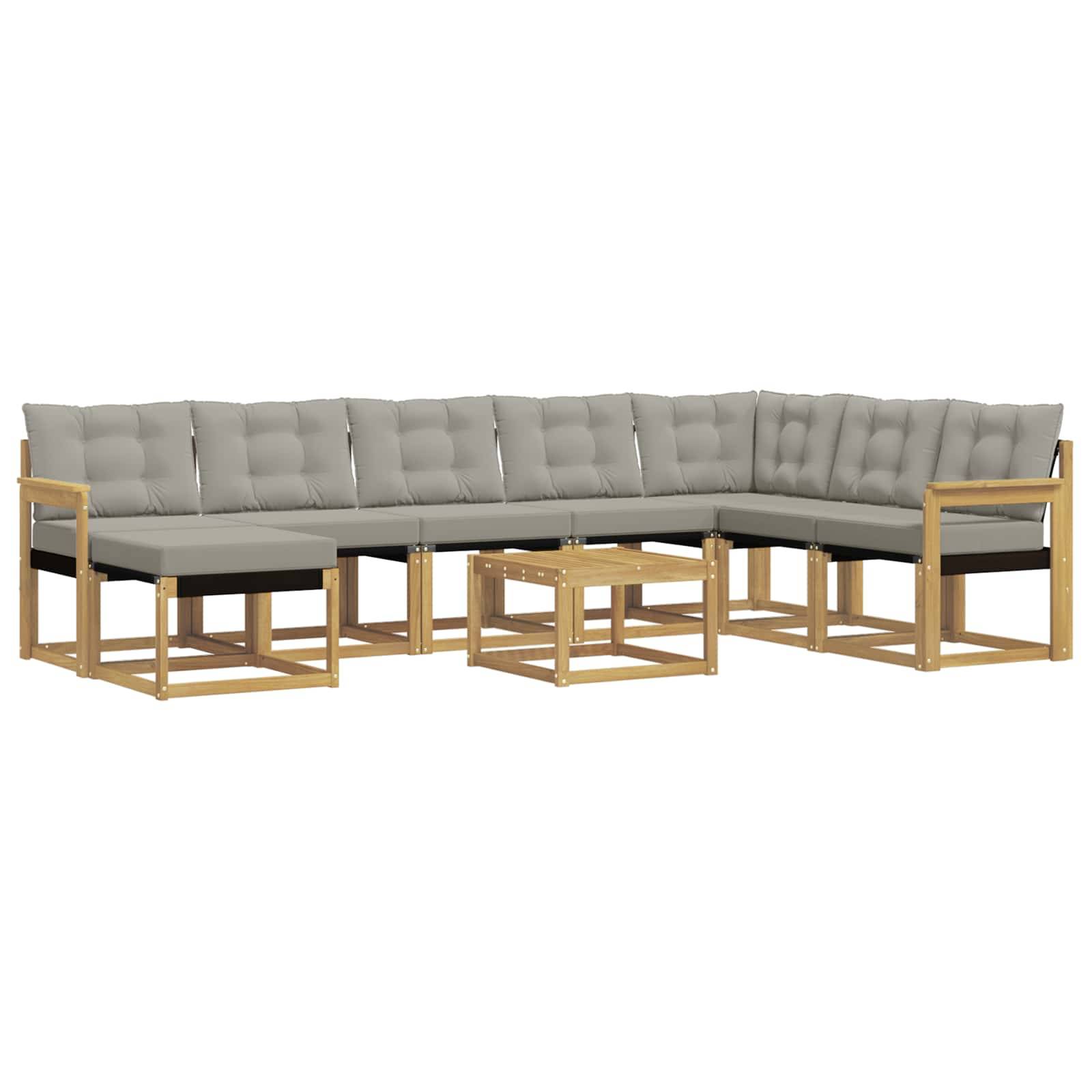 vidaXL Outdoor-Sofagarnitur mit Kissen 9 pcs Weiß und Hellgrau