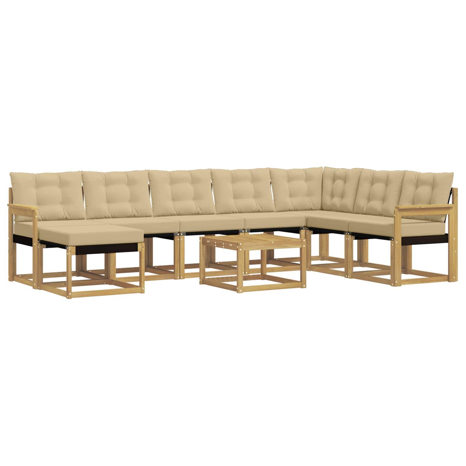vidaXL Outdoor-Sofagarnitur mit Kissen 9 pcs Weiß und Beige