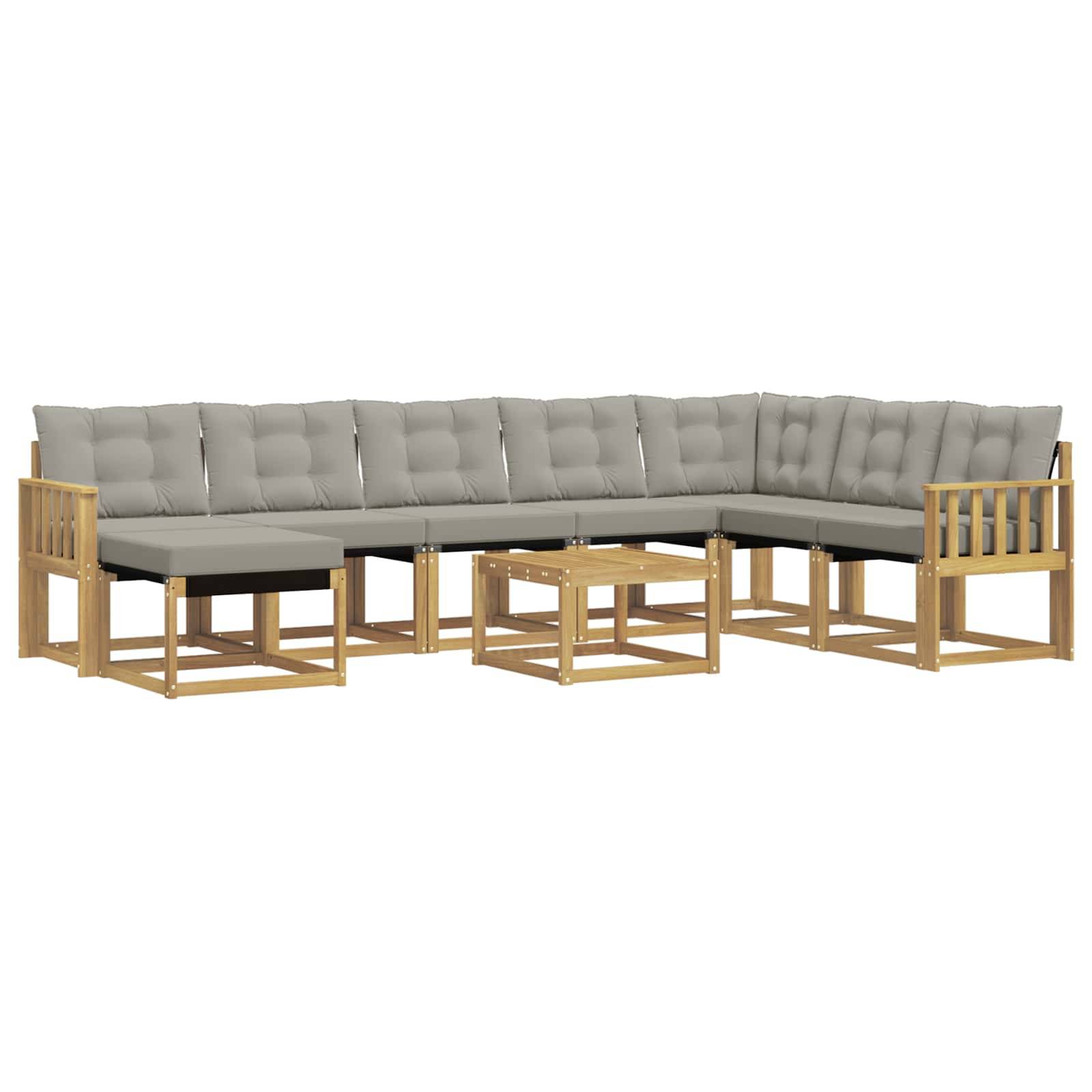 vidaXL Outdoor-Sofagarnitur mit Kissen 9 pcs Weiß und Hellgrau
