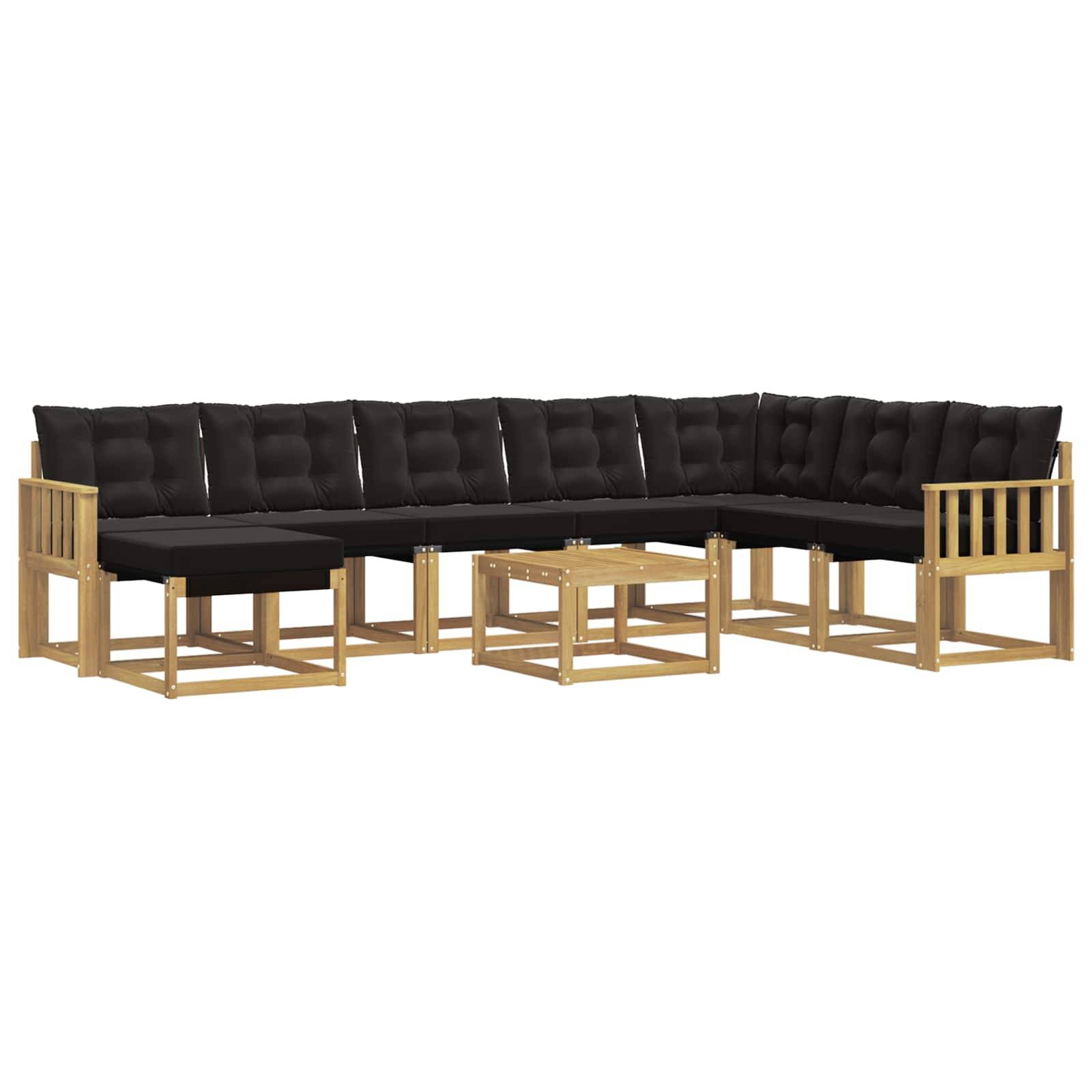 vidaXL Outdoor-Sofagarnitur mit Kissen 9 pcs Weiß und Schwarz