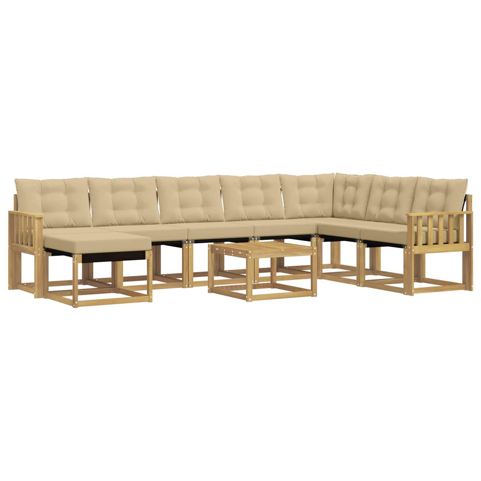 vidaXL Outdoor-Sofagarnitur mit Kissen 9 pcs Weiß und Beige
