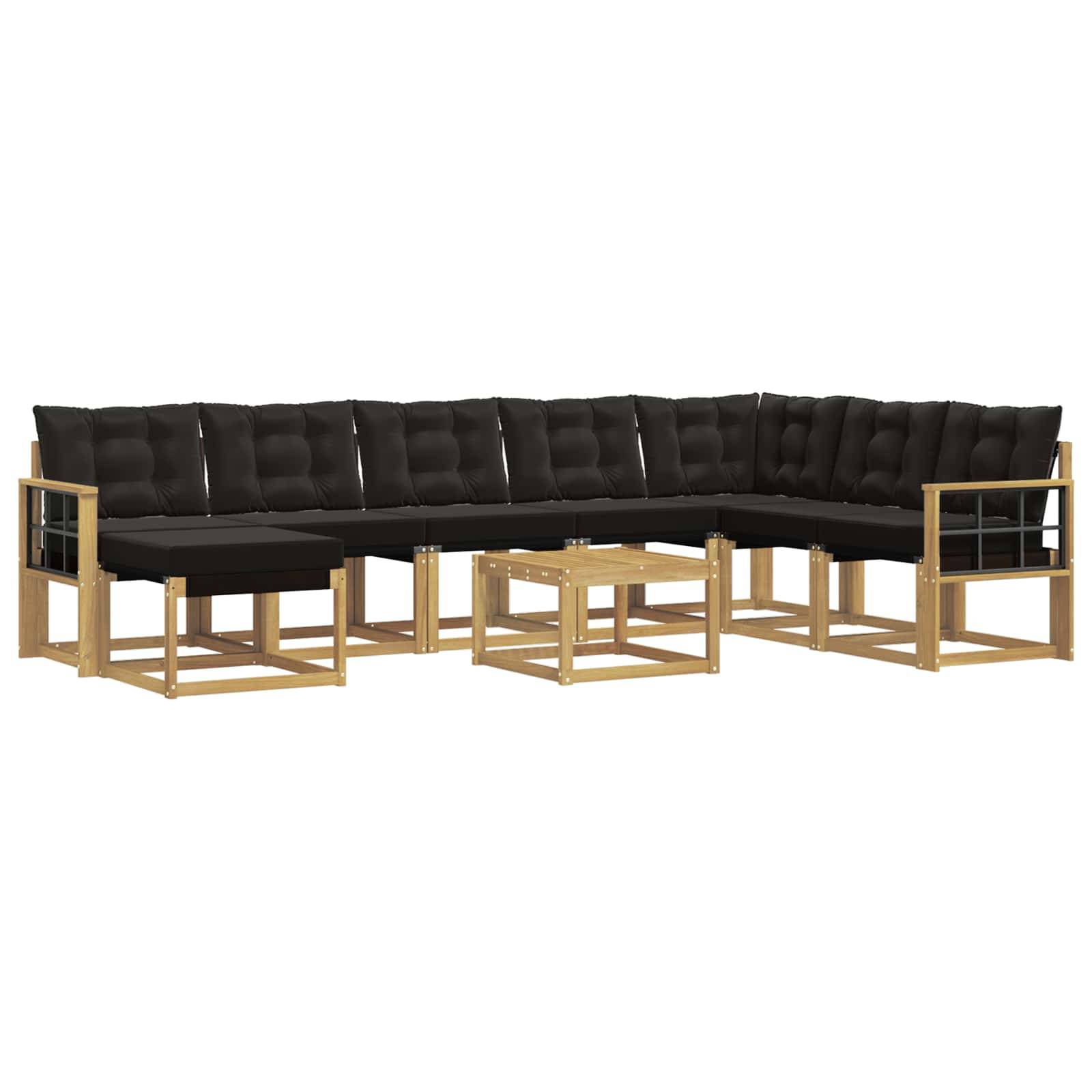 vidaXL Outdoor-Sofagarnitur mit Kissen 9 pcs Weiß und Schwarz