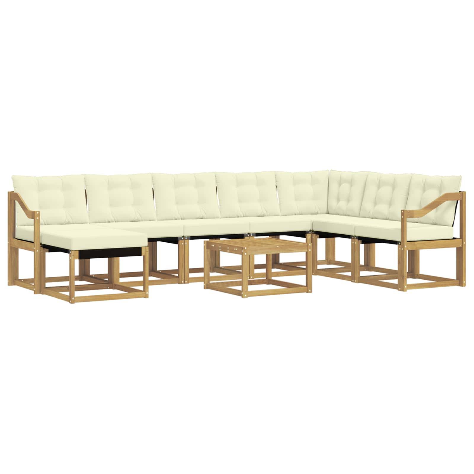 vidaXL Outdoor-Sofagarnitur mit Kissen 9 pcs Weiß und Creme