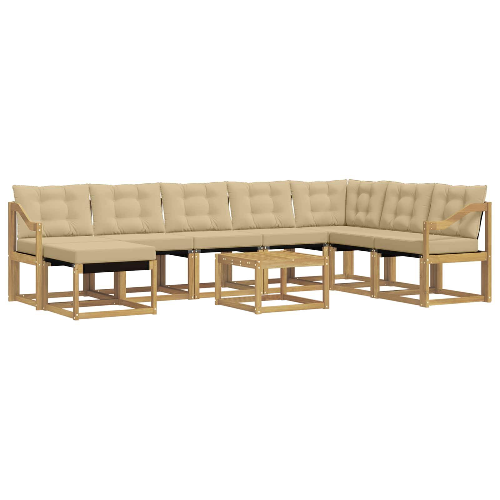 vidaXL Outdoor-Sofagarnitur mit Kissen 9 pcs Weiß und Beige