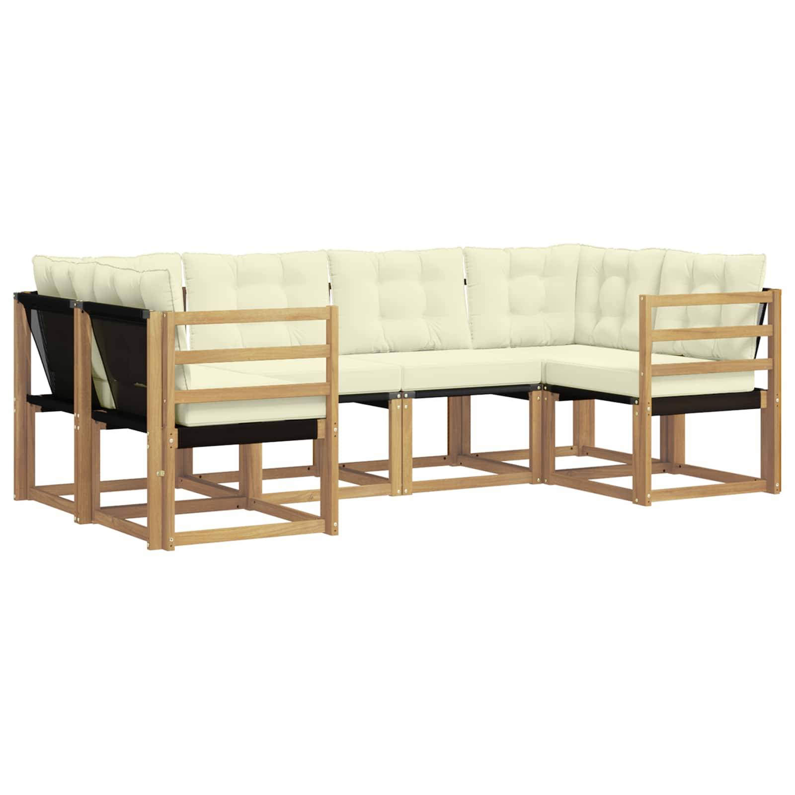 vidaXL Outdoor-Sofagarnitur mit Kissen 6 pcs Weiß und Creme