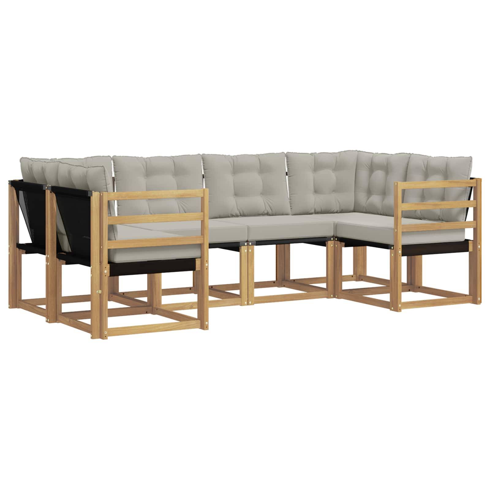 vidaXL Outdoor-Sofagarnitur mit Kissen 6 pcs Weiß und Hellgrau