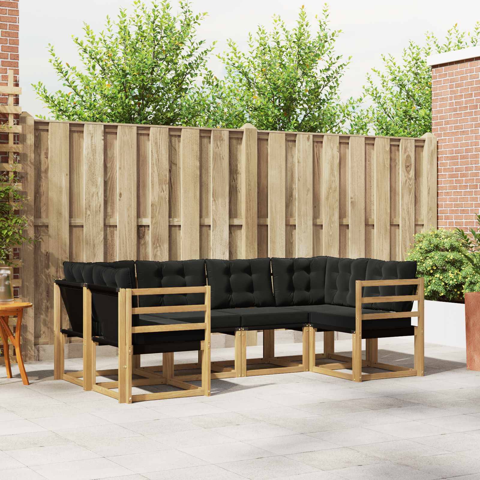 vidaXL Outdoor-Sofagarnitur mit Kissen 6 pcs Weiß und Schwarz