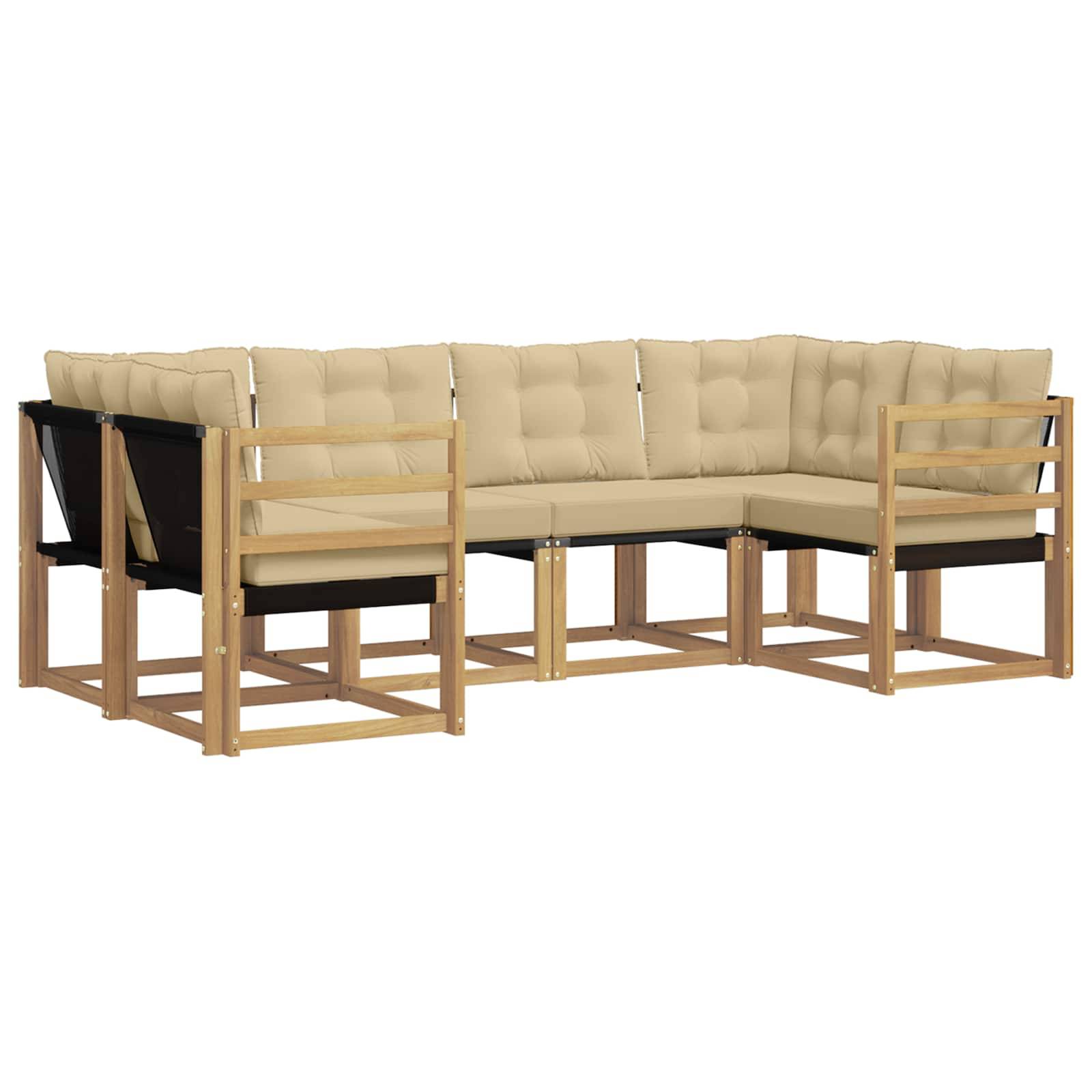vidaXL Outdoor-Sofagarnitur mit Kissen 6 pcs Weiß und Beige