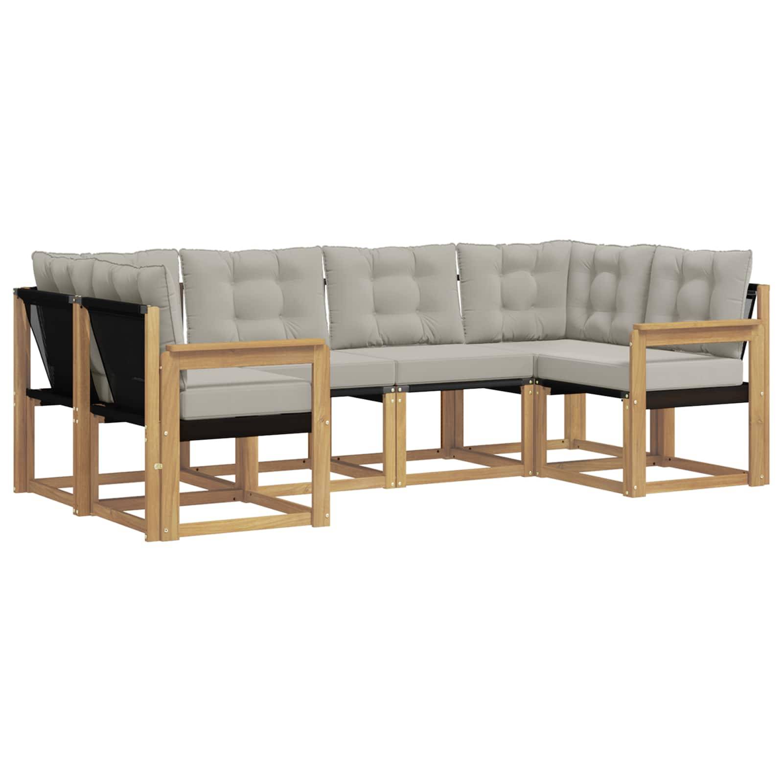 vidaXL Outdoor-Sofagarnitur mit Kissen 6 pcs Weiß und Hellgrau