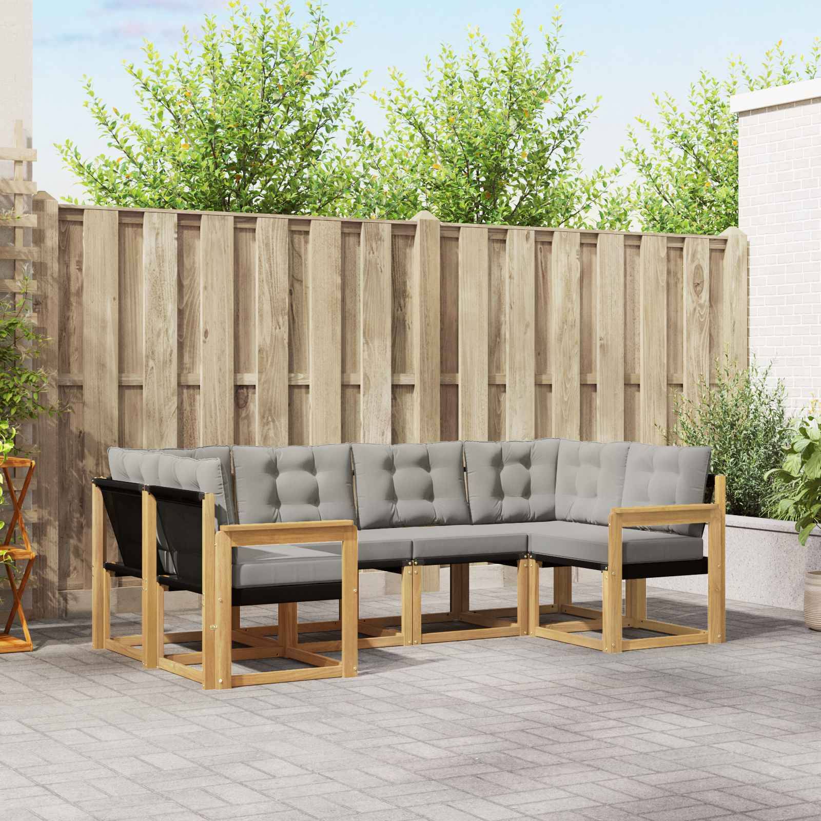 vidaXL Outdoor-Sofagarnitur mit Kissen 6 pcs Weiß und Hellgrau