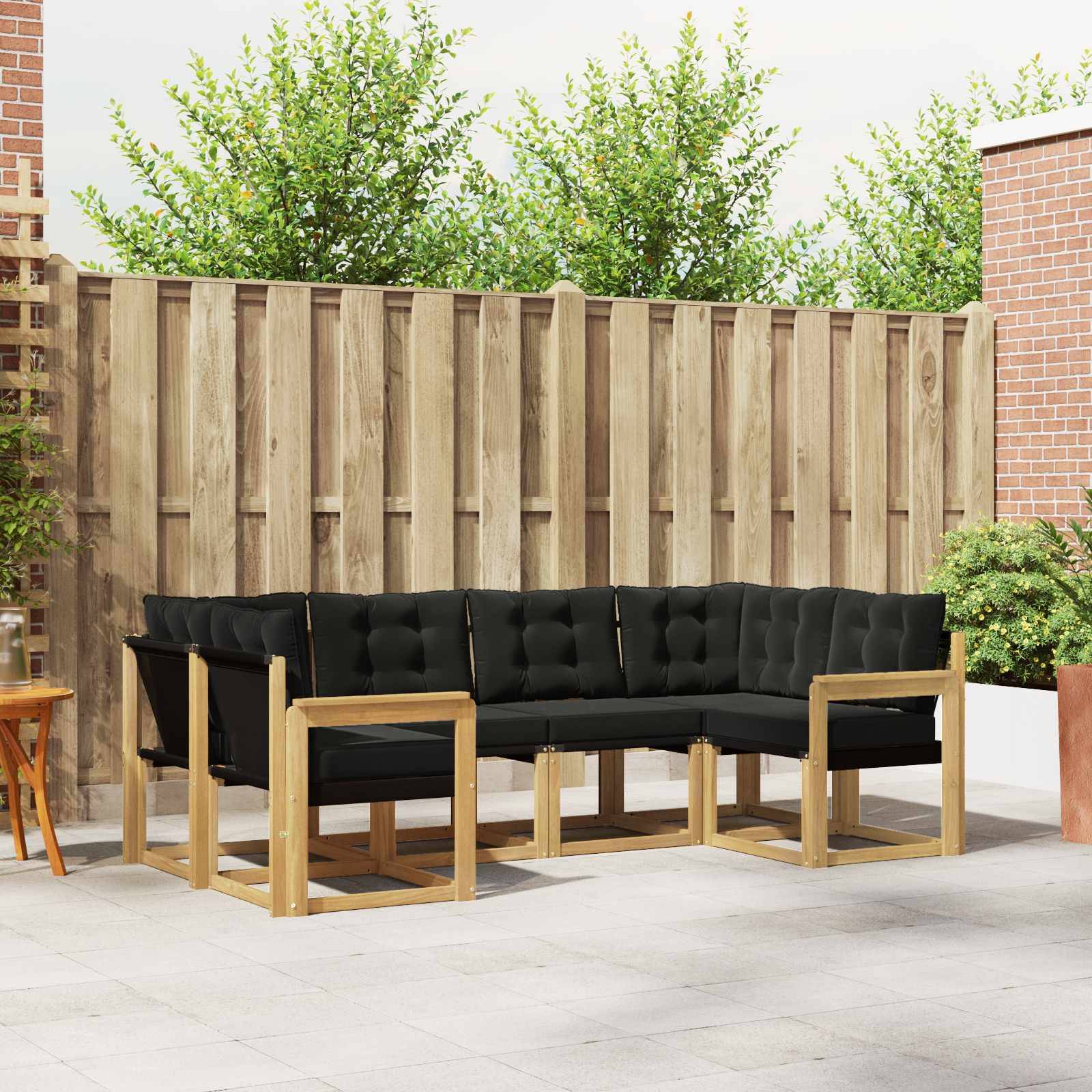vidaXL Outdoor-Sofagarnitur mit Kissen 6 pcs Weiß und Schwarz