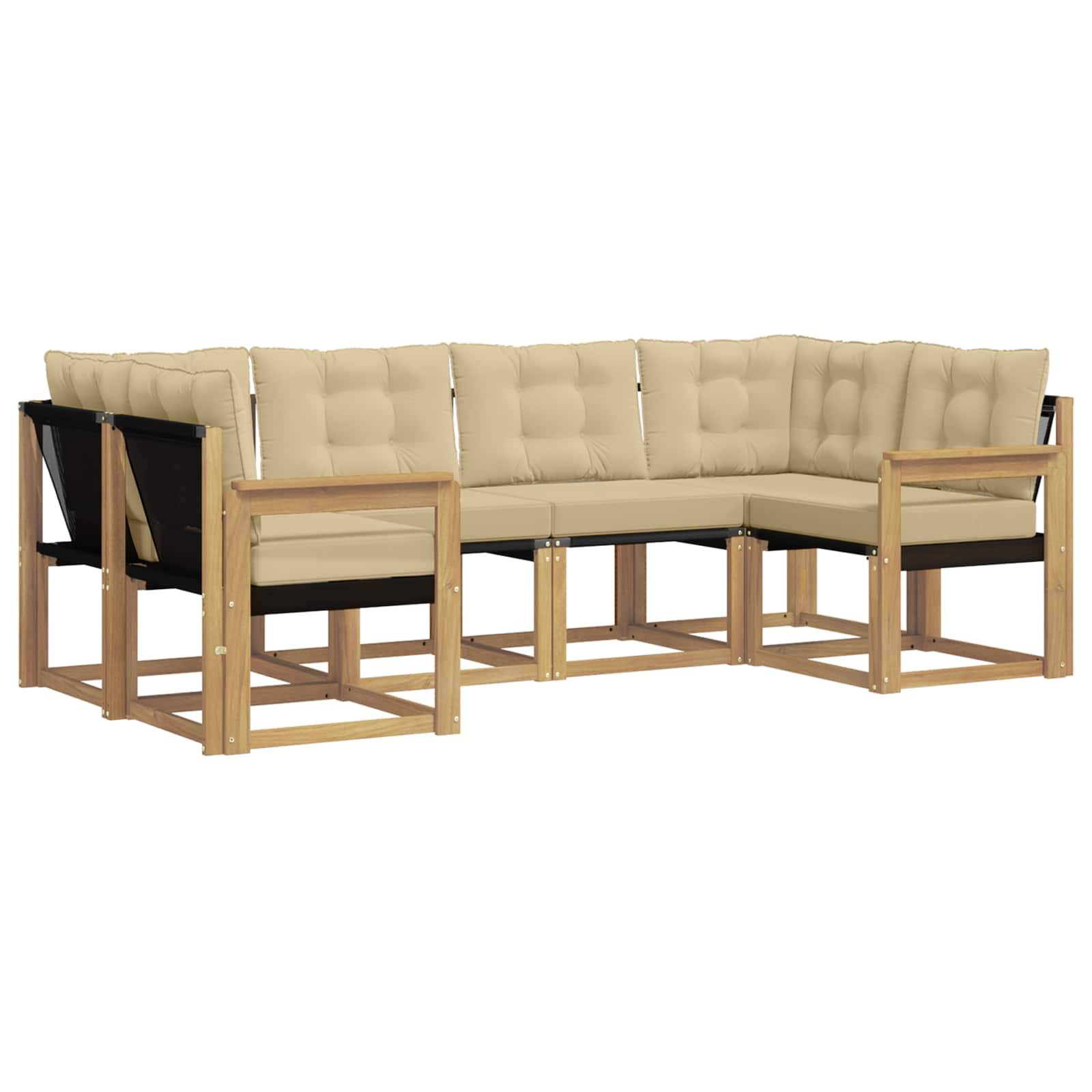 vidaXL Outdoor-Sofagarnitur mit Kissen 6 pcs Weiß und Beige