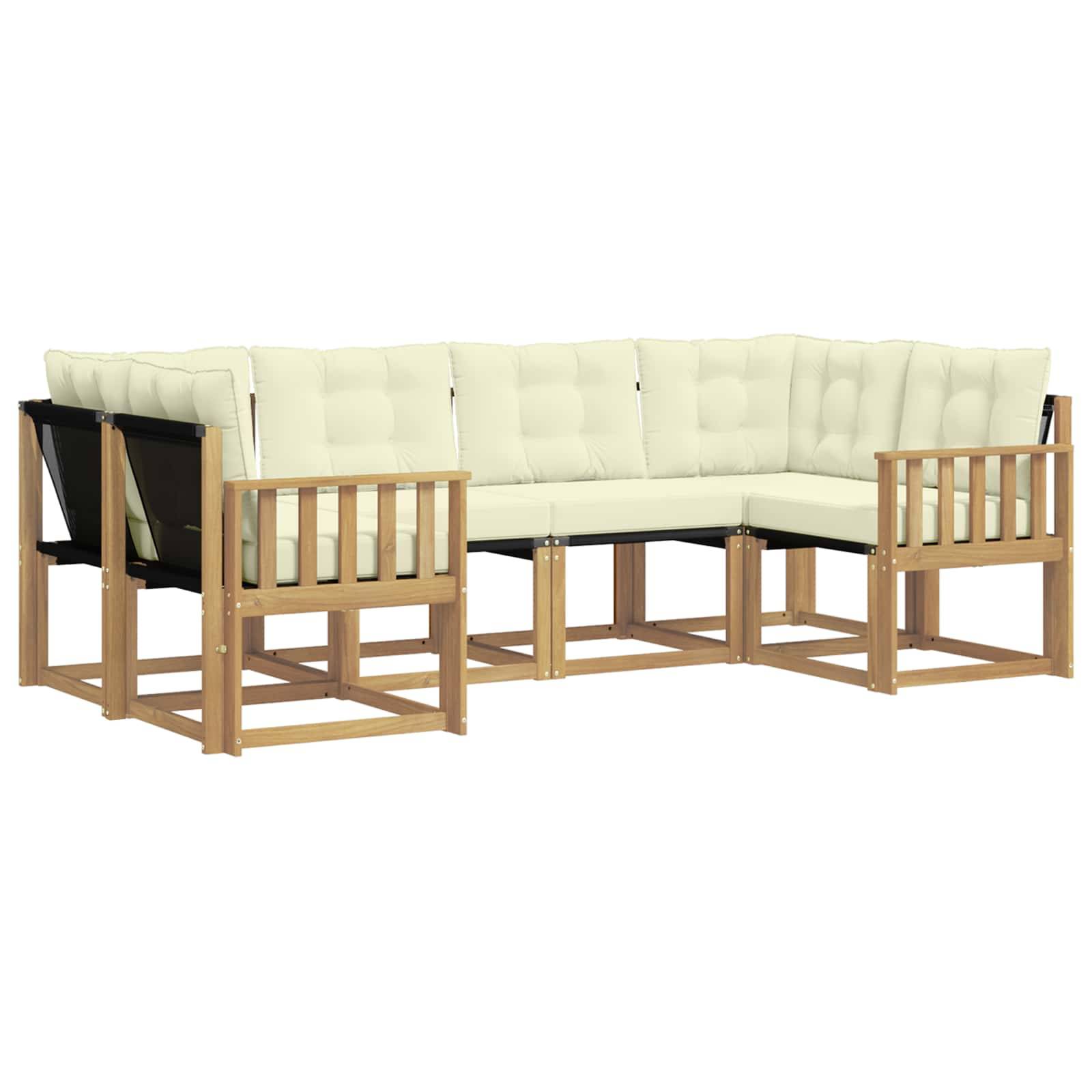 vidaXL Outdoor-Sofagarnitur mit Kissen 6 pcs Weiß und Creme