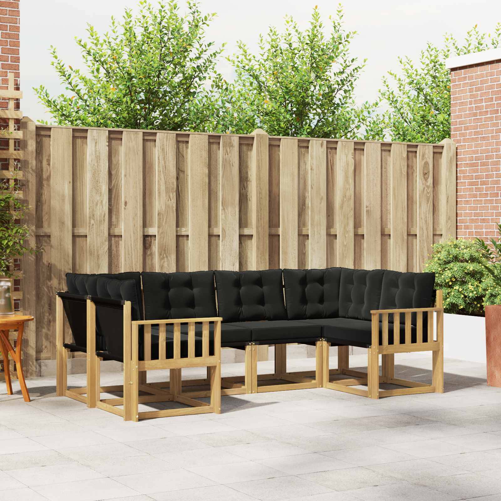 vidaXL Outdoor-Sofagarnitur mit Kissen 6 pcs Weiß und Schwarz