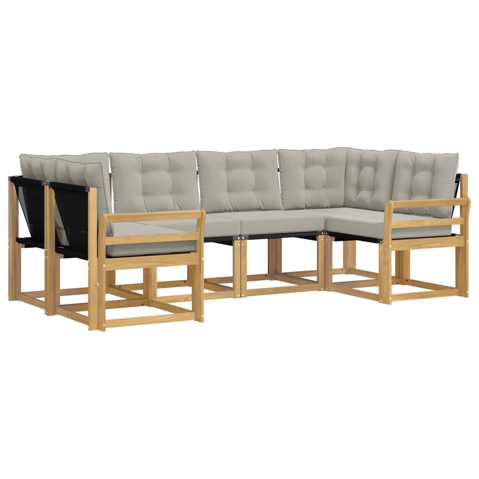 vidaXL Outdoor-Sofagarnitur mit Kissen 6 pcs Weiß und Hellgrau