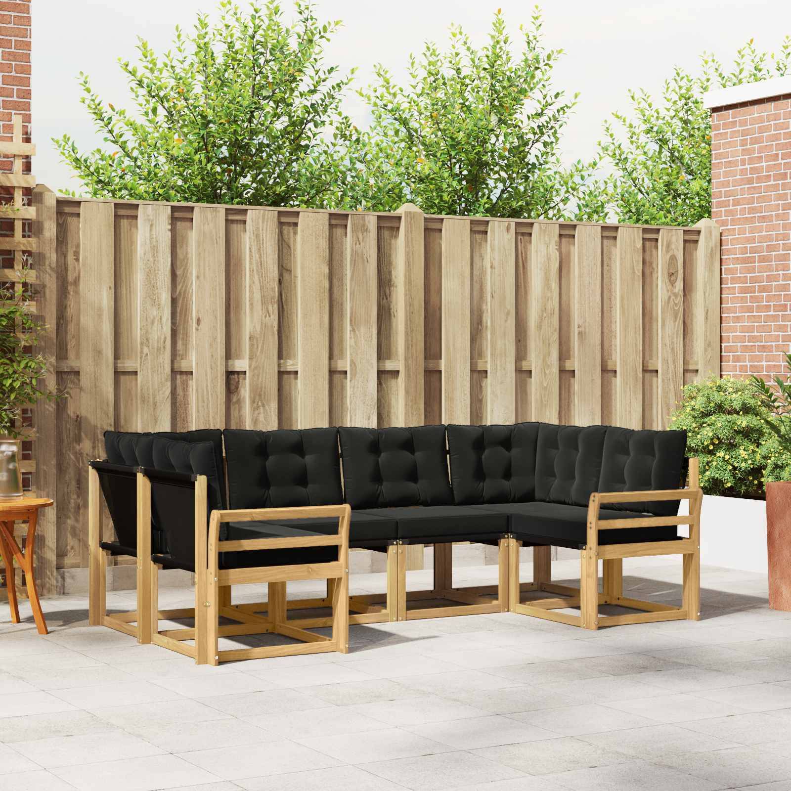 vidaXL Outdoor-Sofagarnitur mit Kissen 6 pcs Weiß und Schwarz