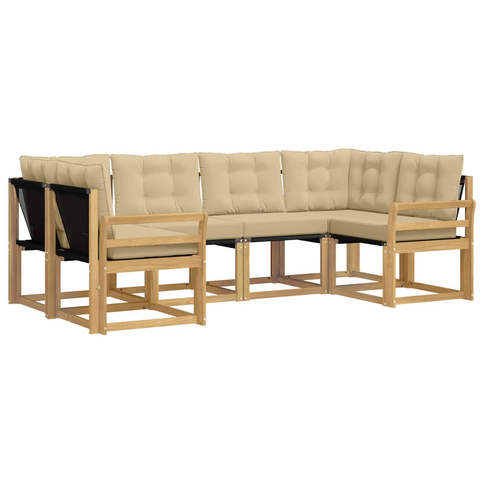 vidaXL Outdoor-Sofagarnitur mit Kissen 6 pcs Weiß und Beige