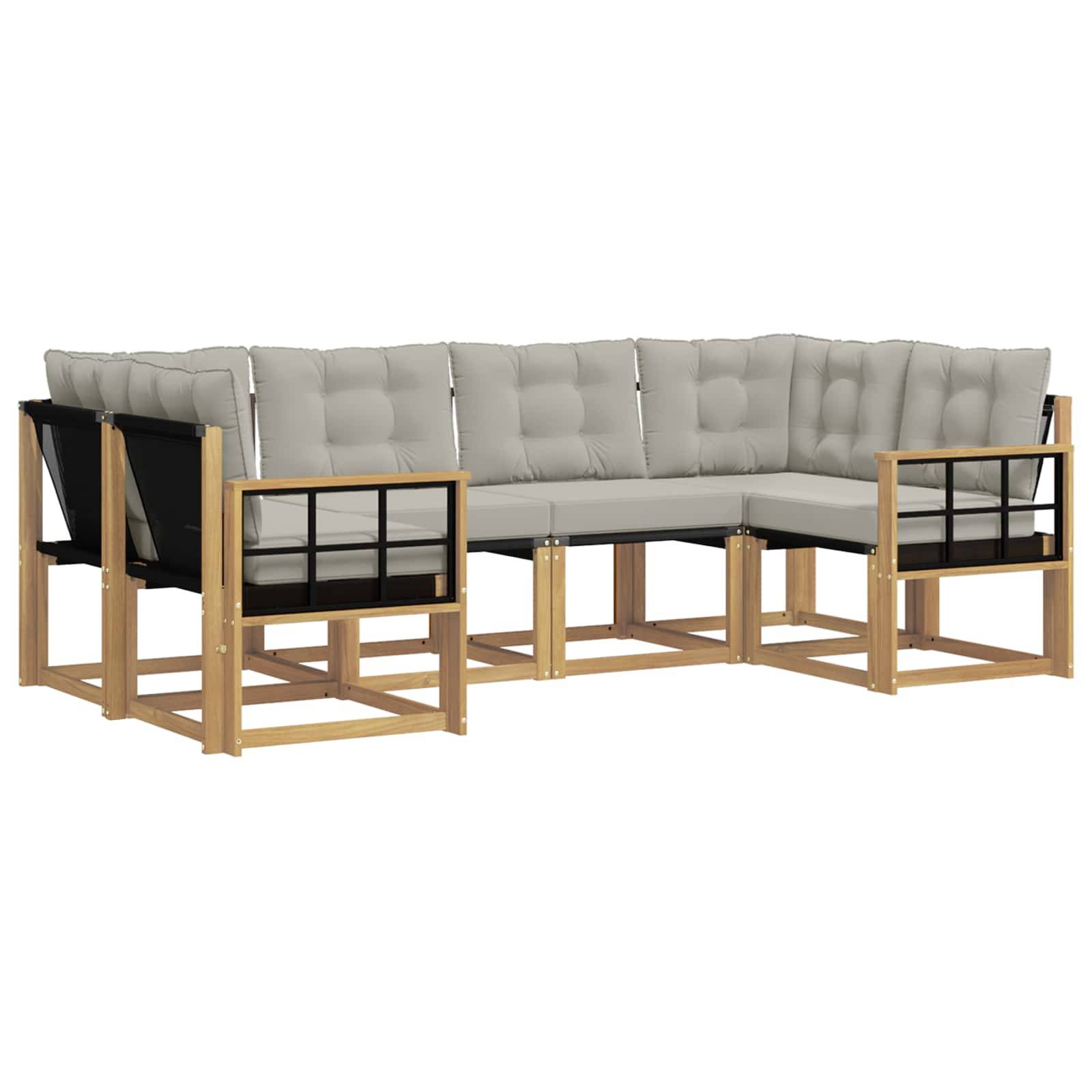 vidaXL Outdoor-Sofagarnitur mit Kissen 6 pcs Weiß und Hellgrau