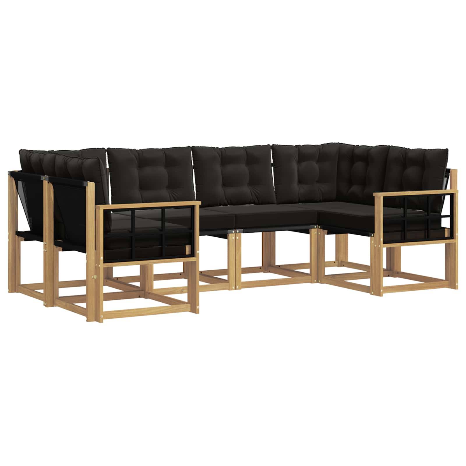 vidaXL Outdoor-Sofagarnitur mit Kissen 6 pcs Weiß und Schwarz