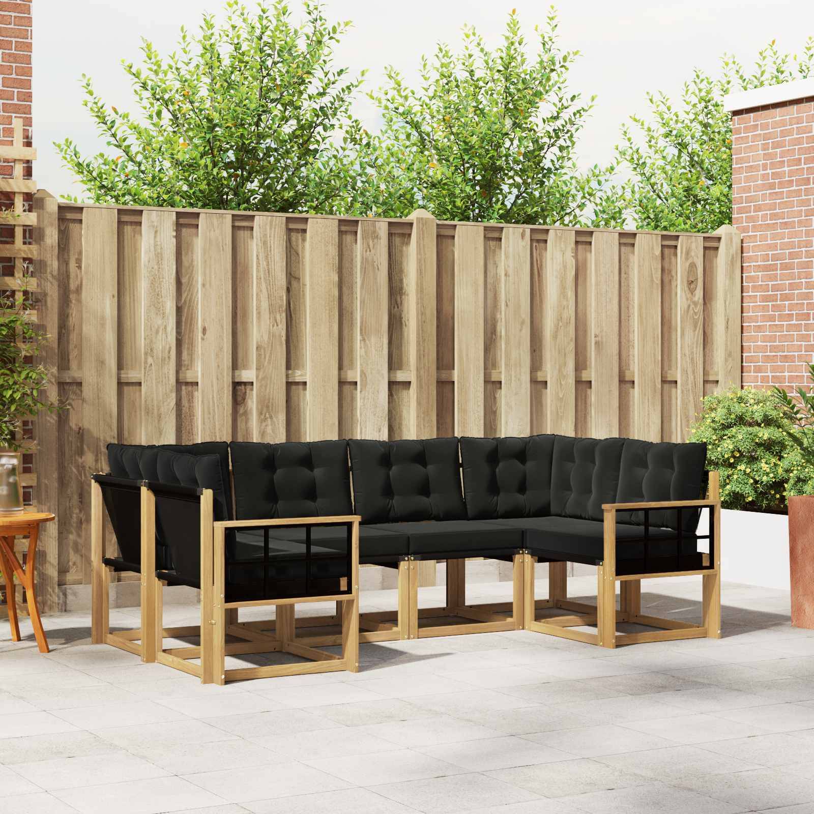 vidaXL Outdoor-Sofagarnitur mit Kissen 6 pcs Weiß und Schwarz