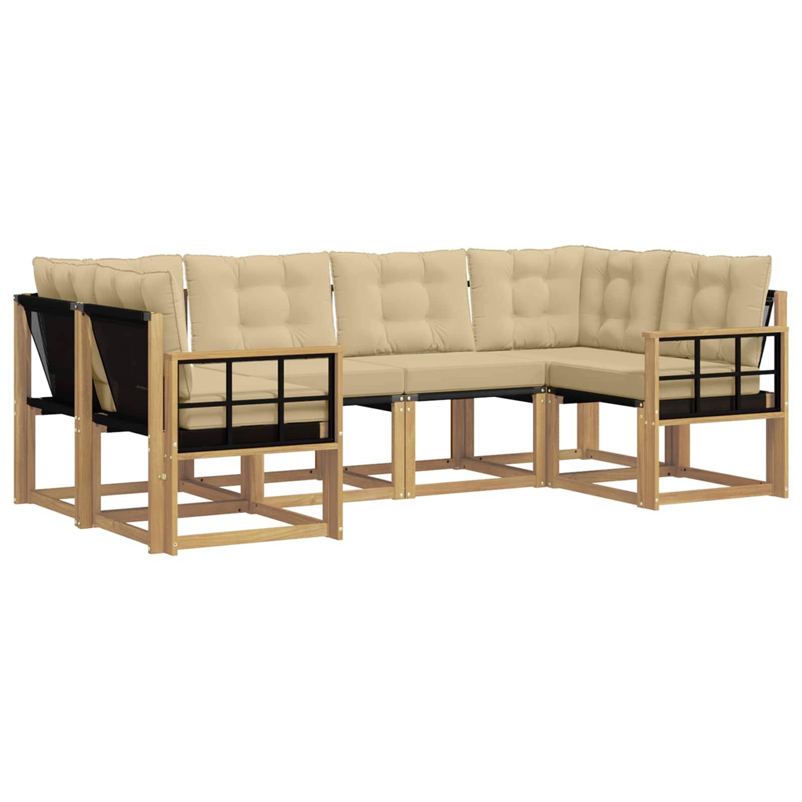 vidaXL Outdoor-Sofagarnitur mit Kissen 6 pcs Weiß und Beige
