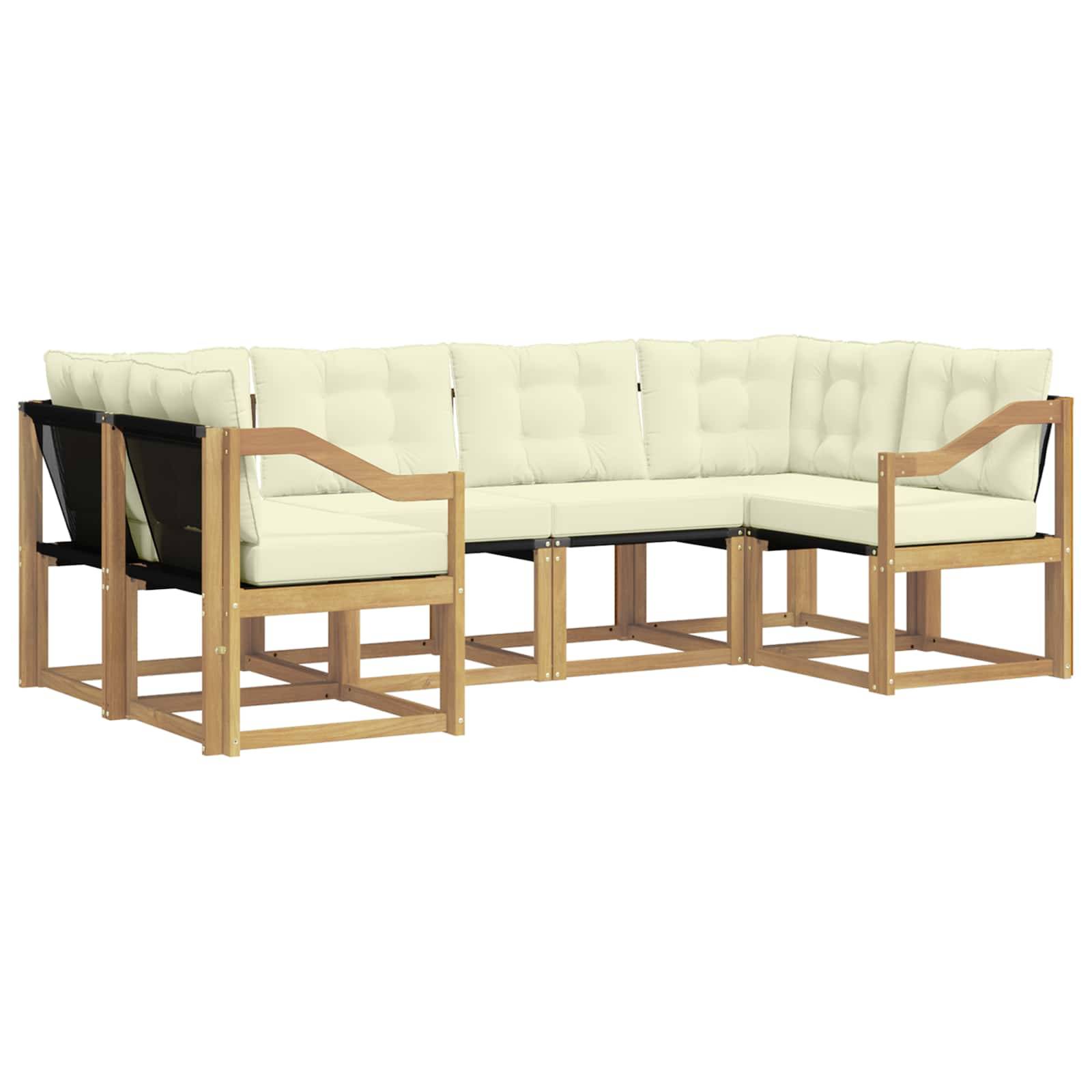vidaXL Outdoor-Sofagarnitur mit Kissen 6 pcs Weiß und Creme
