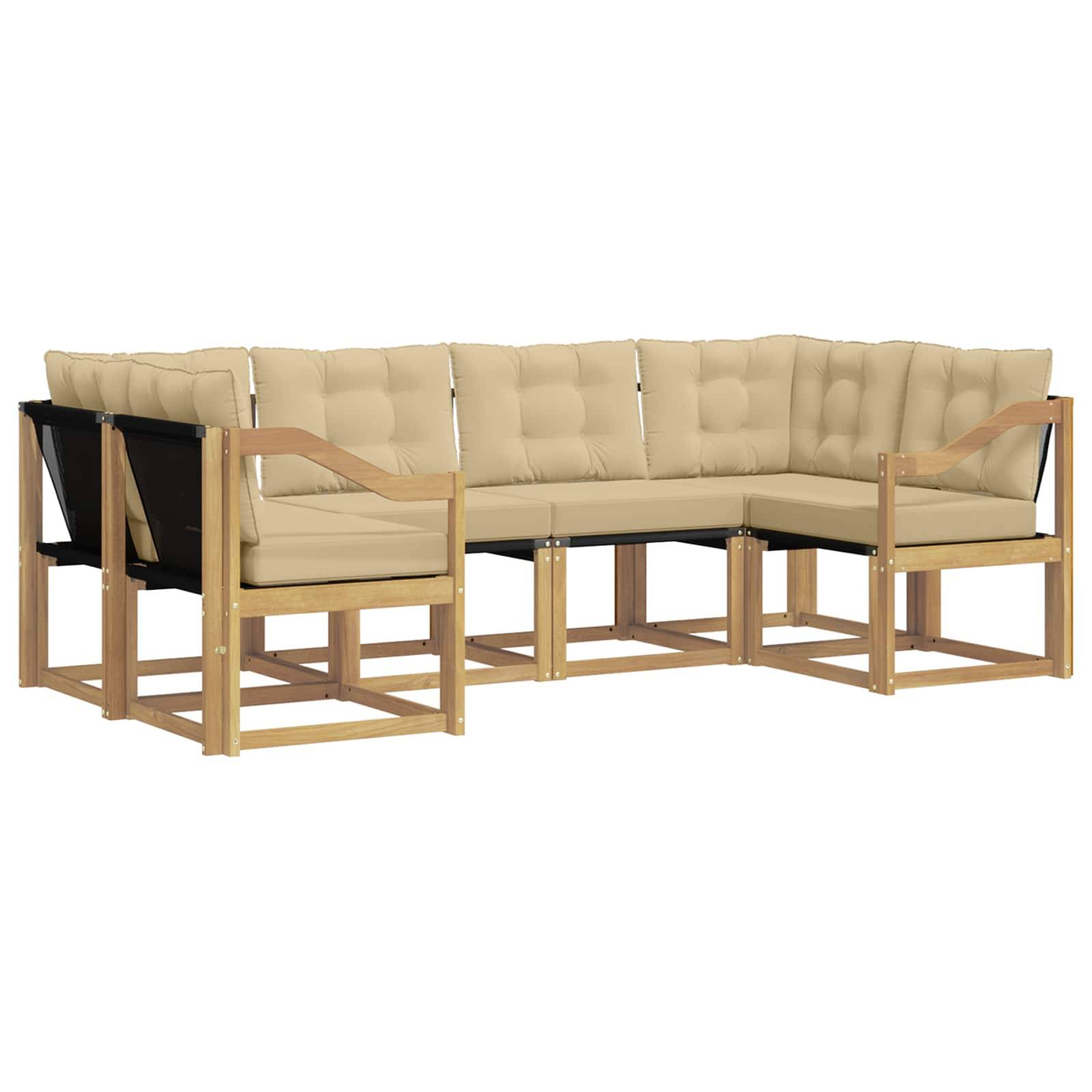 vidaXL Outdoor-Sofagarnitur mit Kissen 6 pcs Weiß und Beige