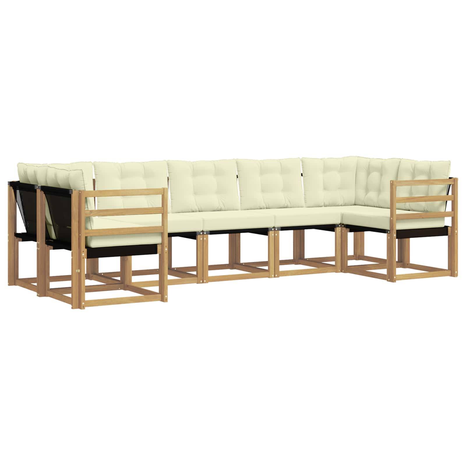 vidaXL Outdoor-Sofagarnitur mit Kissen 7 pcs Weiß und Creme