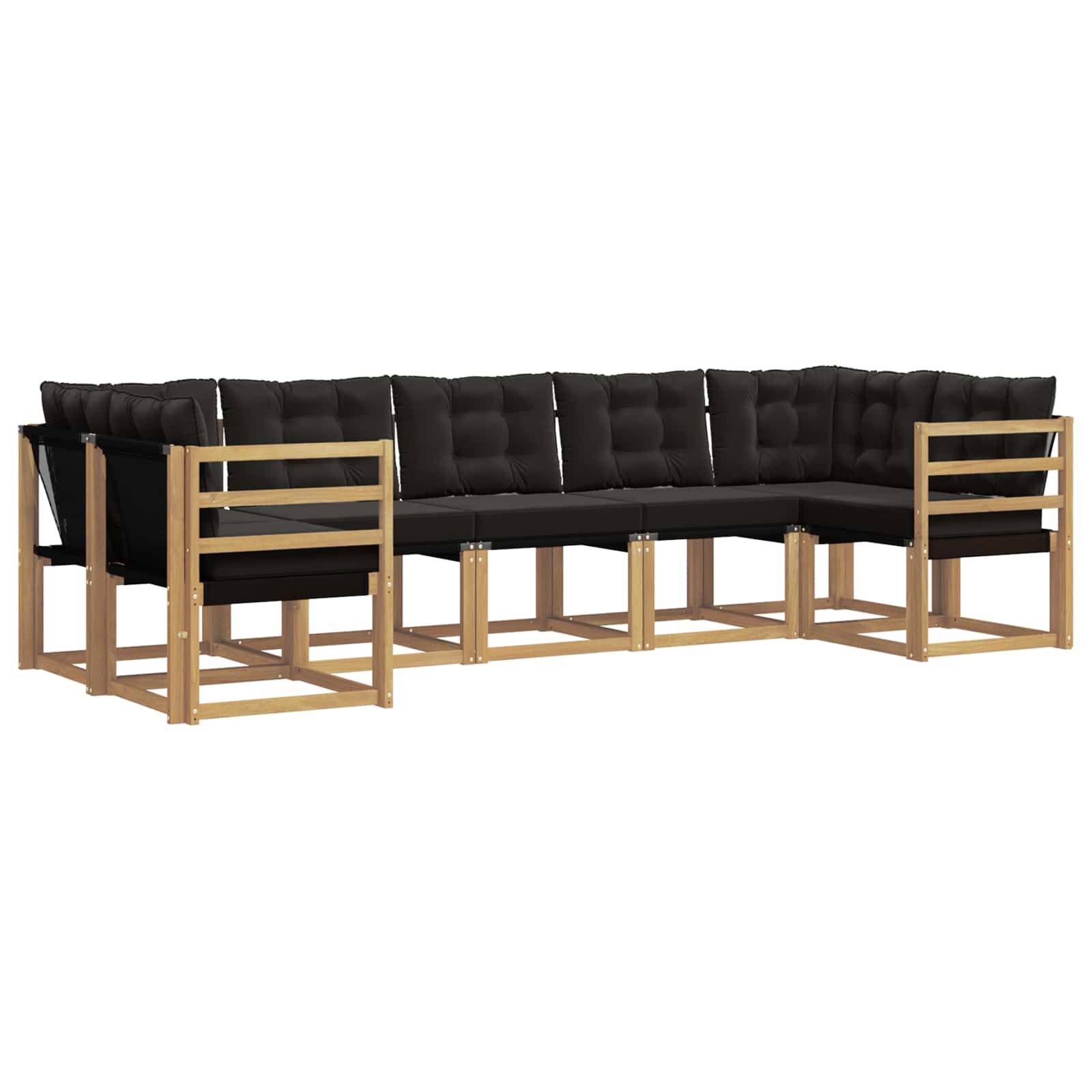 vidaXL Outdoor-Sofagarnitur mit Kissen 7 pcs Weiß und Schwarz