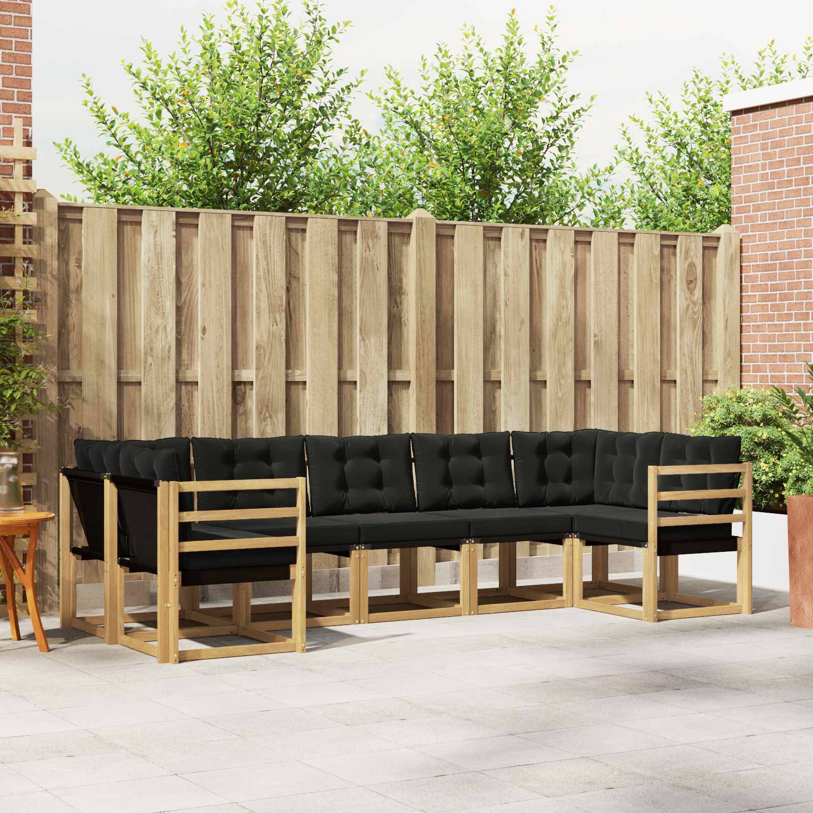 vidaXL Outdoor-Sofagarnitur mit Kissen 7 pcs Weiß und Schwarz