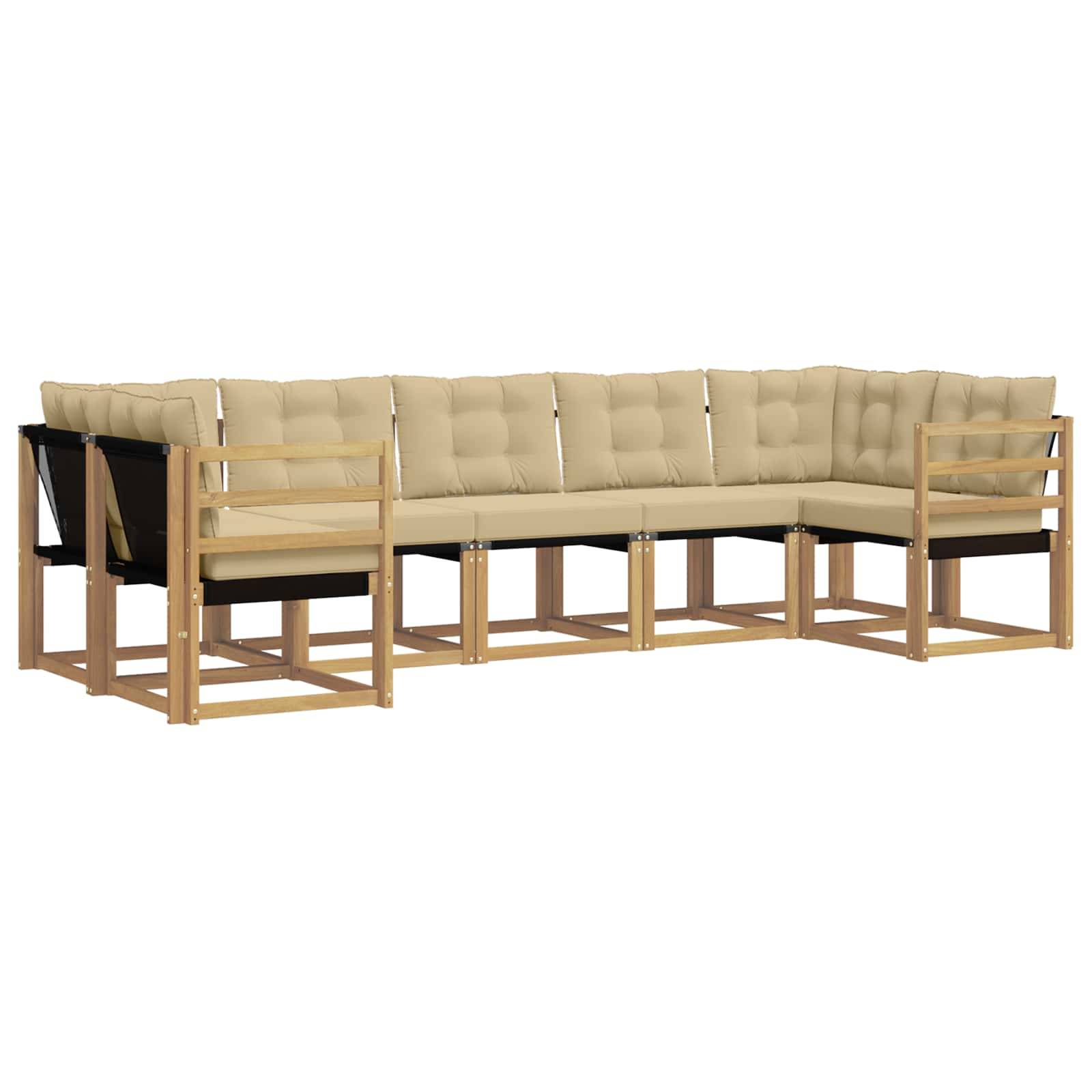 vidaXL Outdoor-Sofagarnitur mit Kissen 7 pcs Weiß und Beige