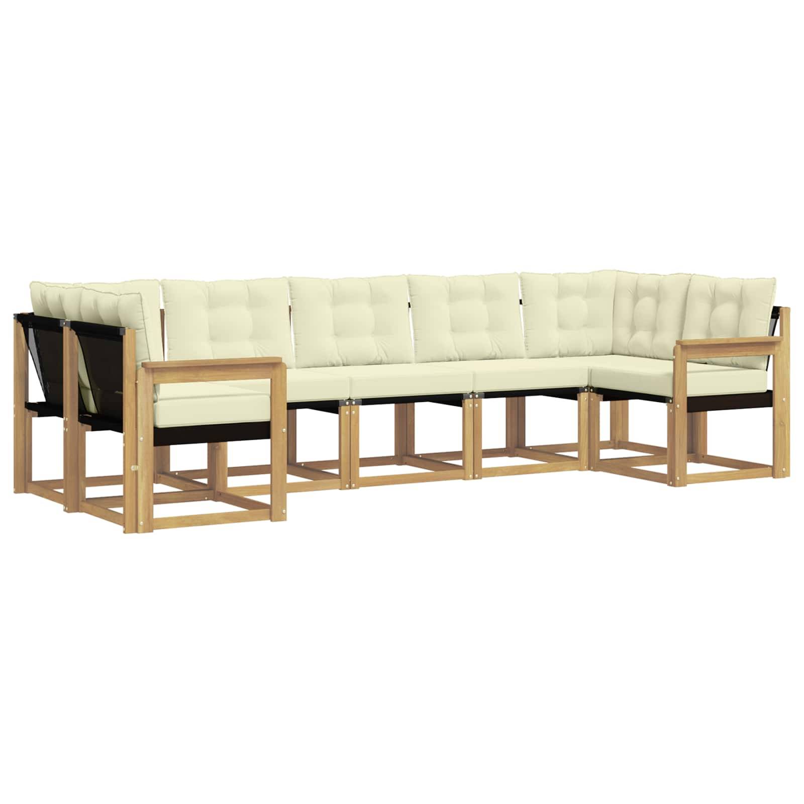 vidaXL Outdoor-Sofagarnitur mit Kissen 7 pcs Weiß und Creme