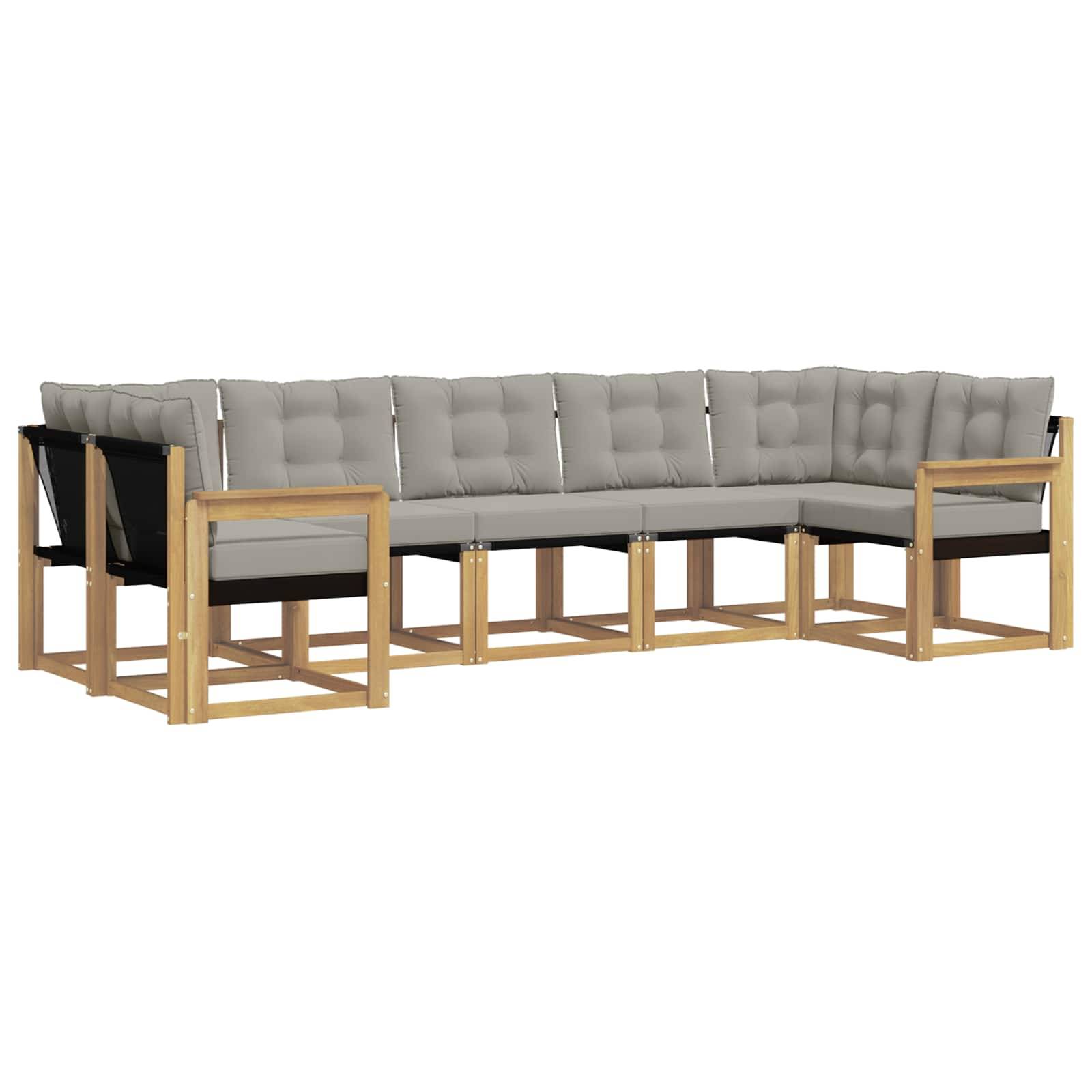 vidaXL Outdoor-Sofagarnitur mit Kissen 7 pcs Weiß und Hellgrau