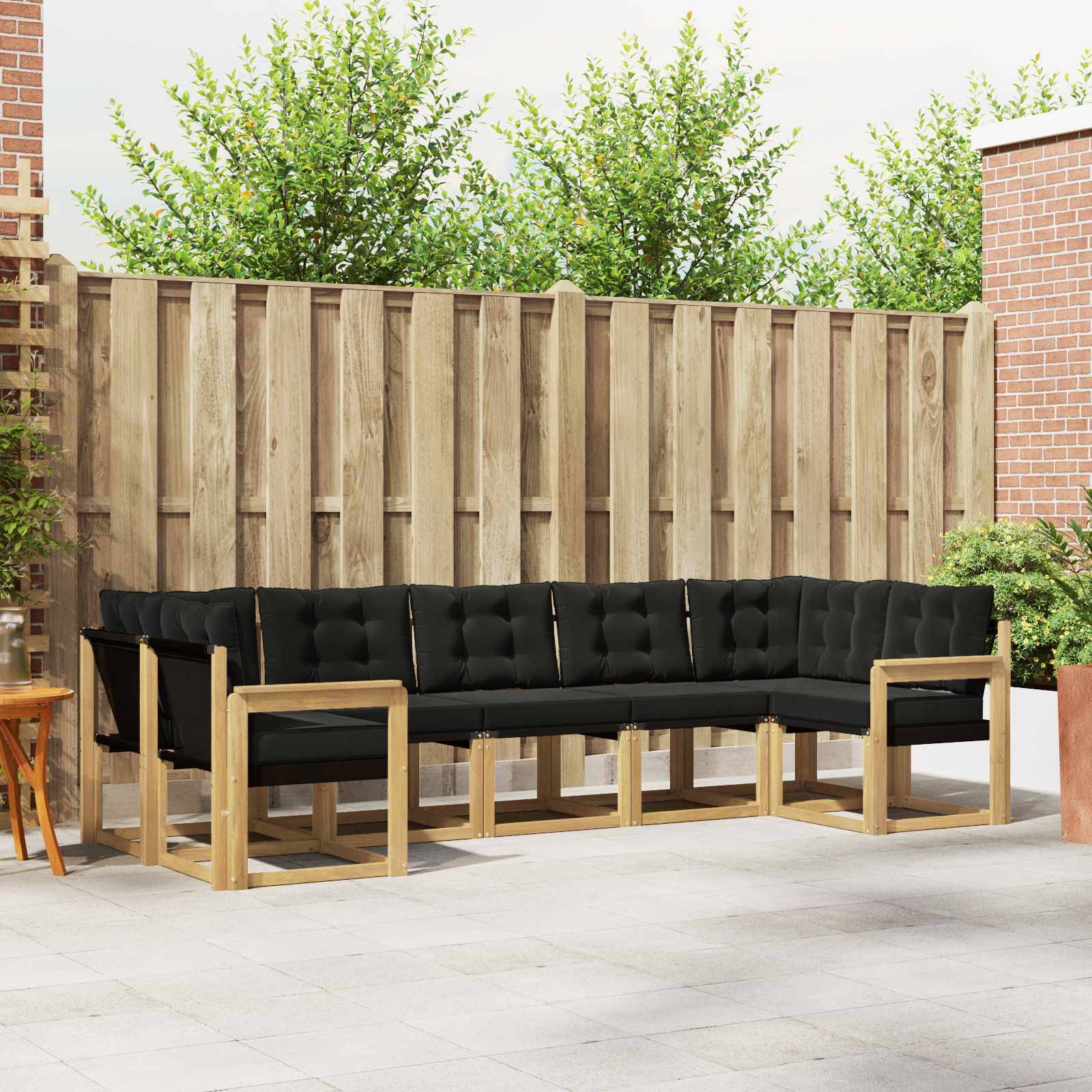 vidaXL Outdoor-Sofagarnitur mit Kissen 7 pcs Weiß und Schwarz
