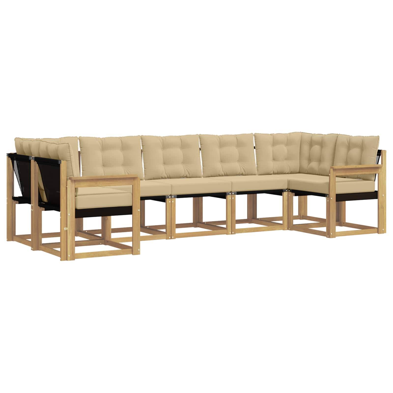 vidaXL Outdoor-Sofagarnitur mit Kissen 7 pcs Weiß und Beige