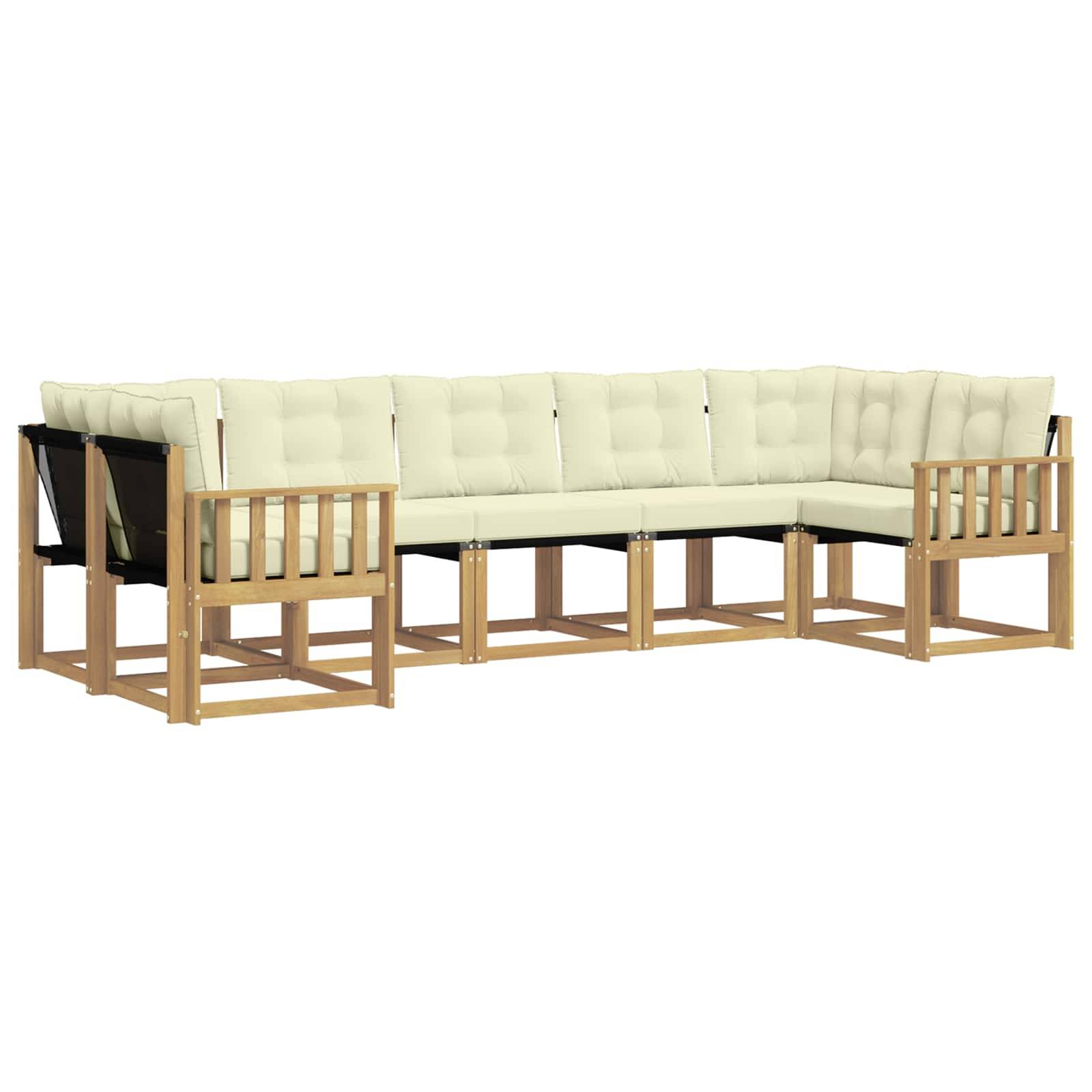 vidaXL Outdoor-Sofagarnitur mit Kissen 7 pcs Weiß und Creme