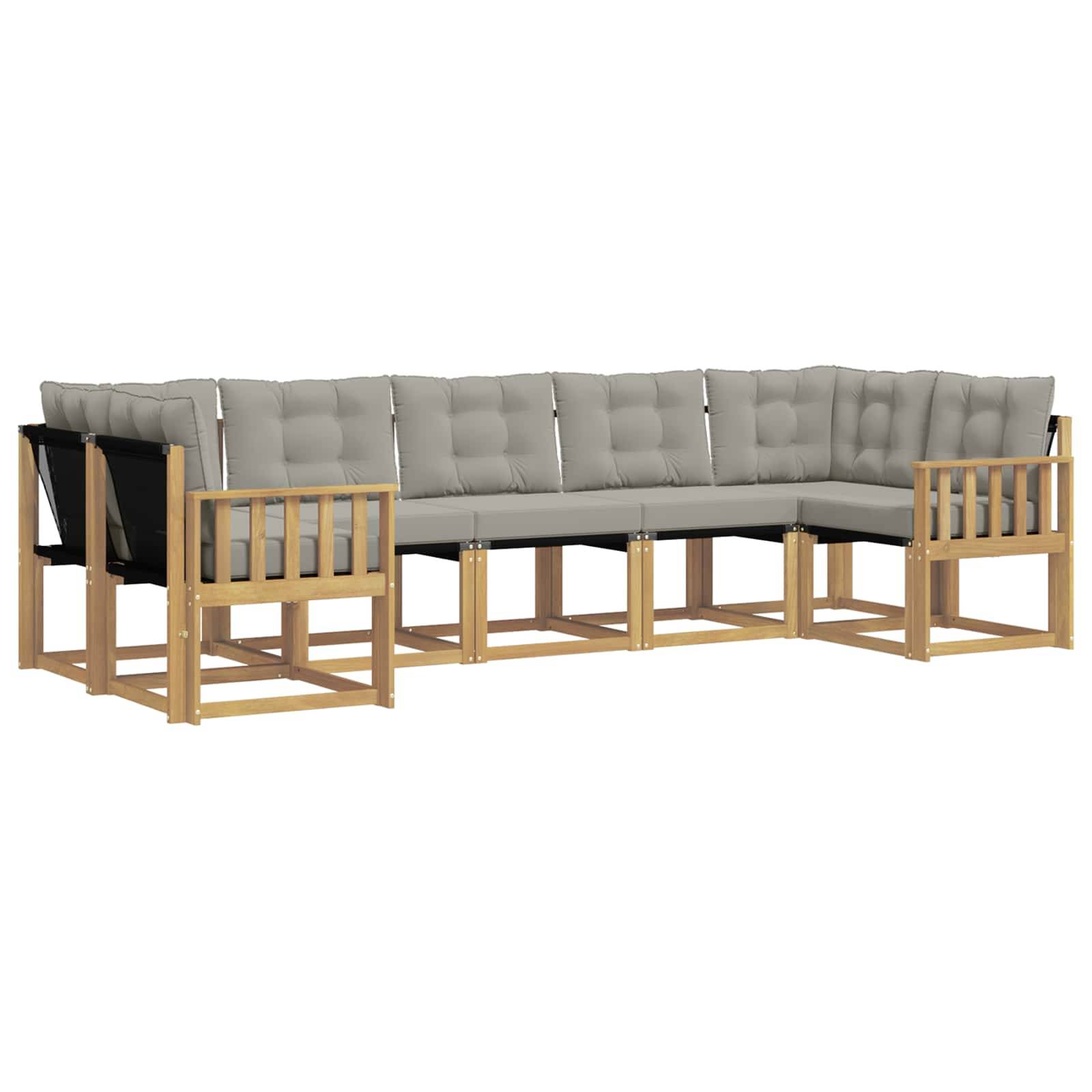vidaXL Outdoor-Sofagarnitur mit Kissen 7 pcs Weiß und Hellgrau