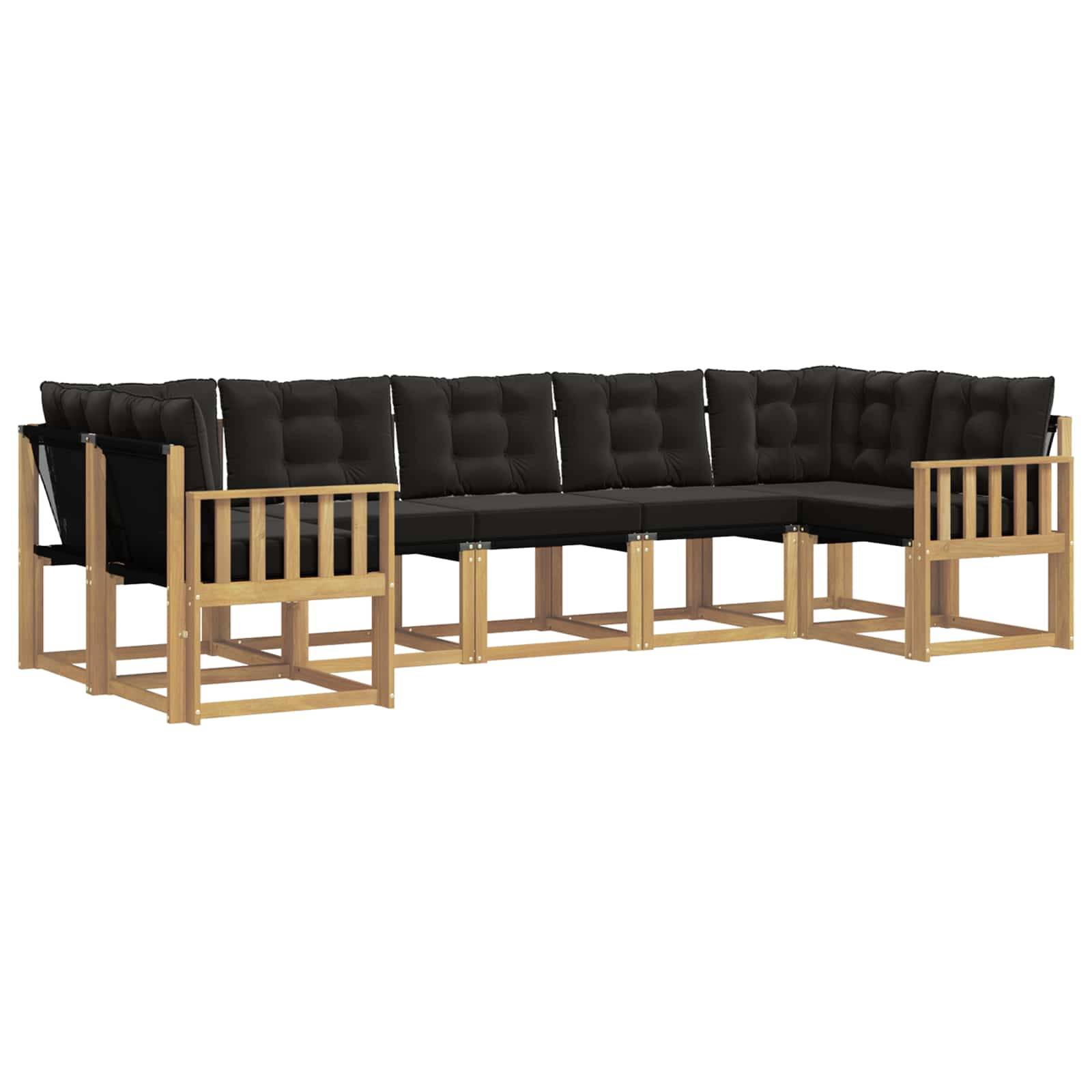 vidaXL Outdoor-Sofagarnitur mit Kissen 7 pcs Weiß und Schwarz