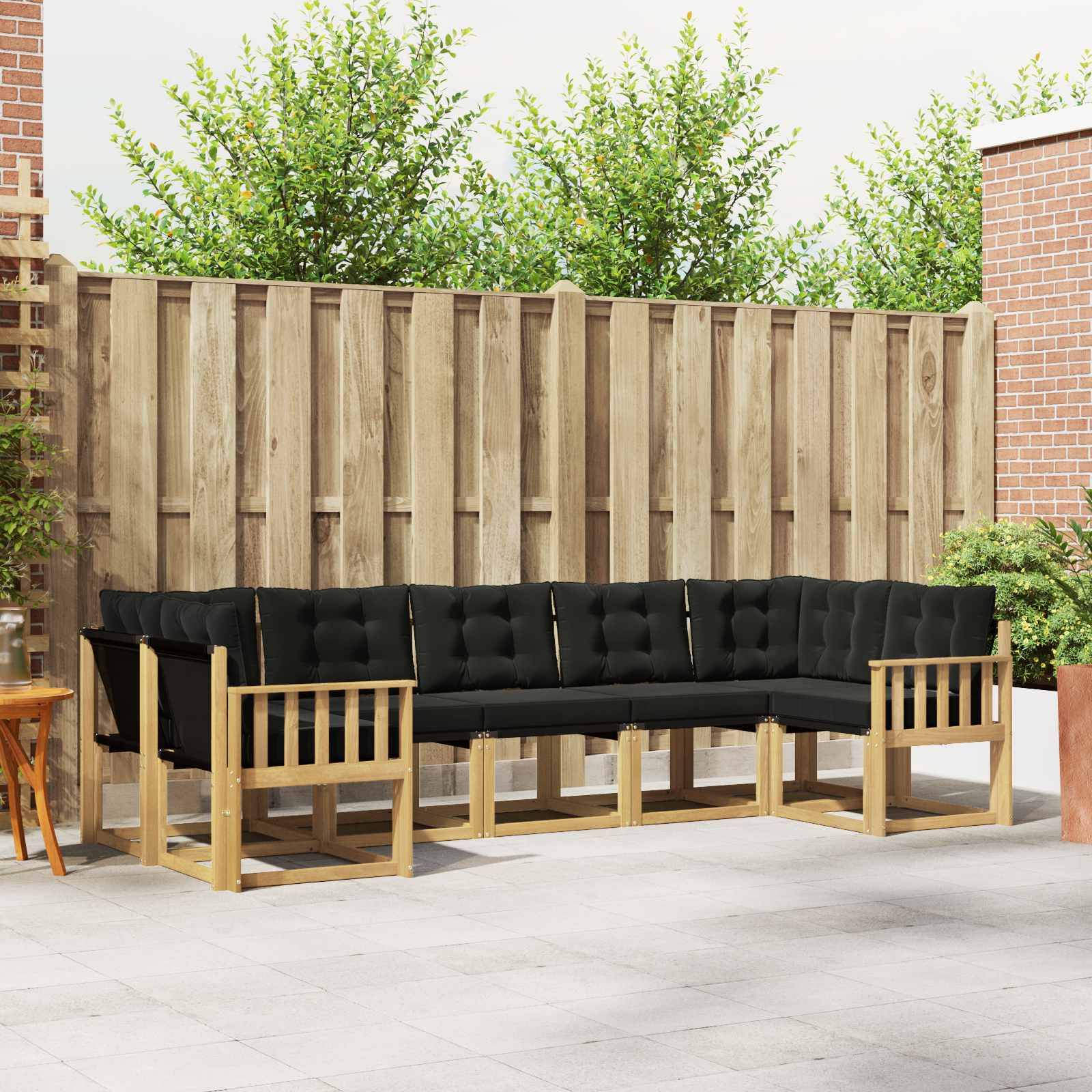 vidaXL Outdoor-Sofagarnitur mit Kissen 7 pcs Weiß und Schwarz