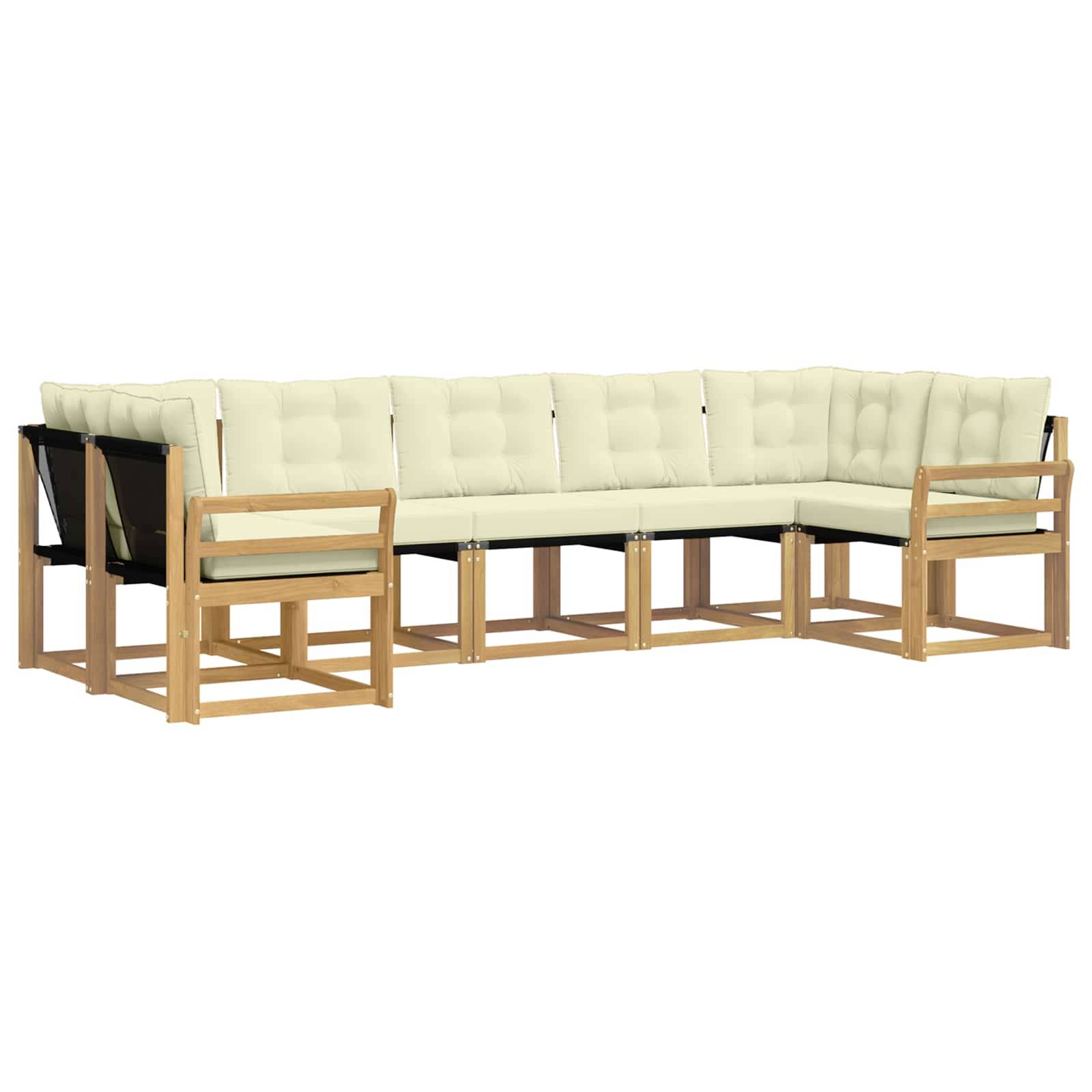 vidaXL Outdoor-Sofagarnitur mit Kissen 7 pcs Weiß und Creme