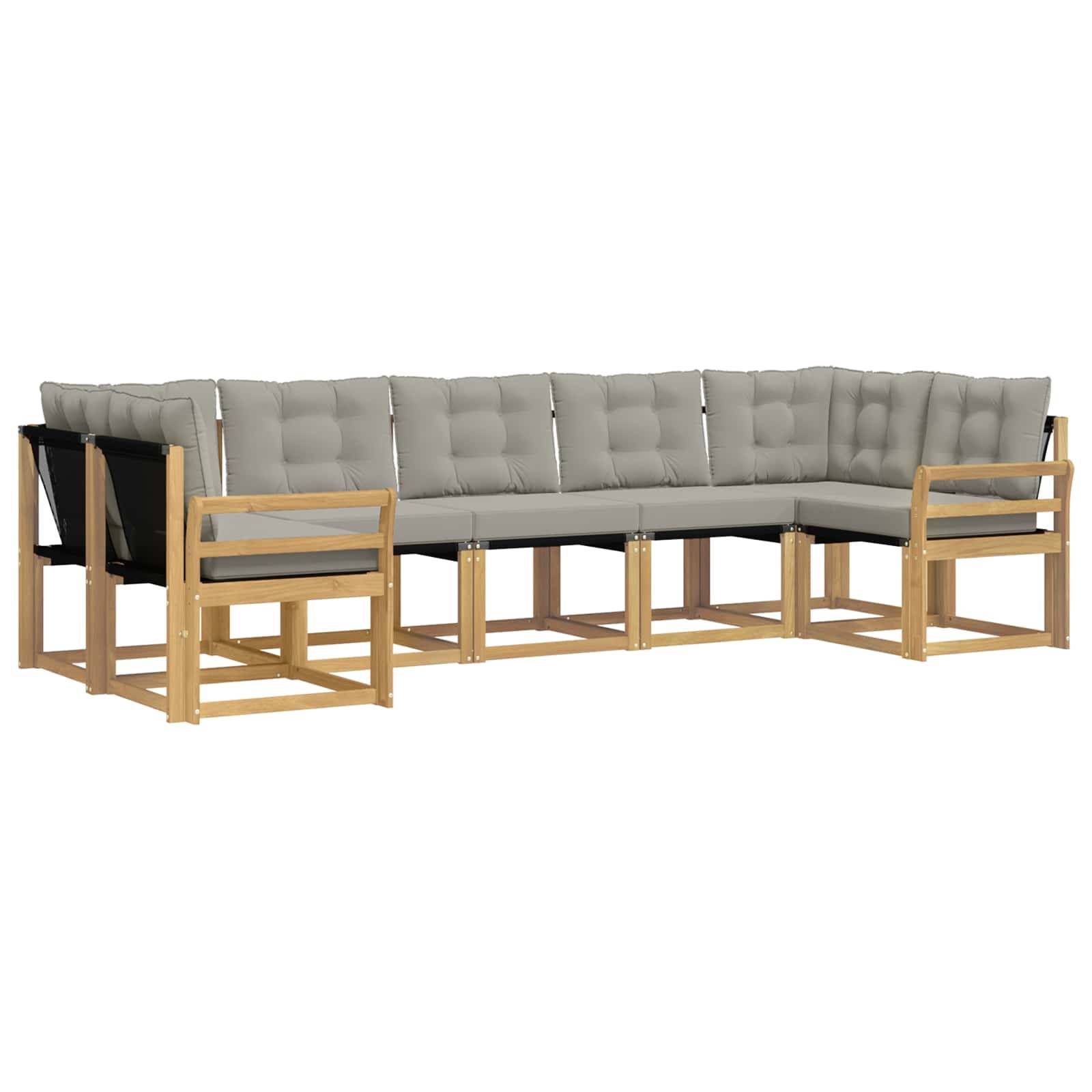 vidaXL Outdoor-Sofagarnitur mit Kissen 7 pcs Weiß und Hellgrau