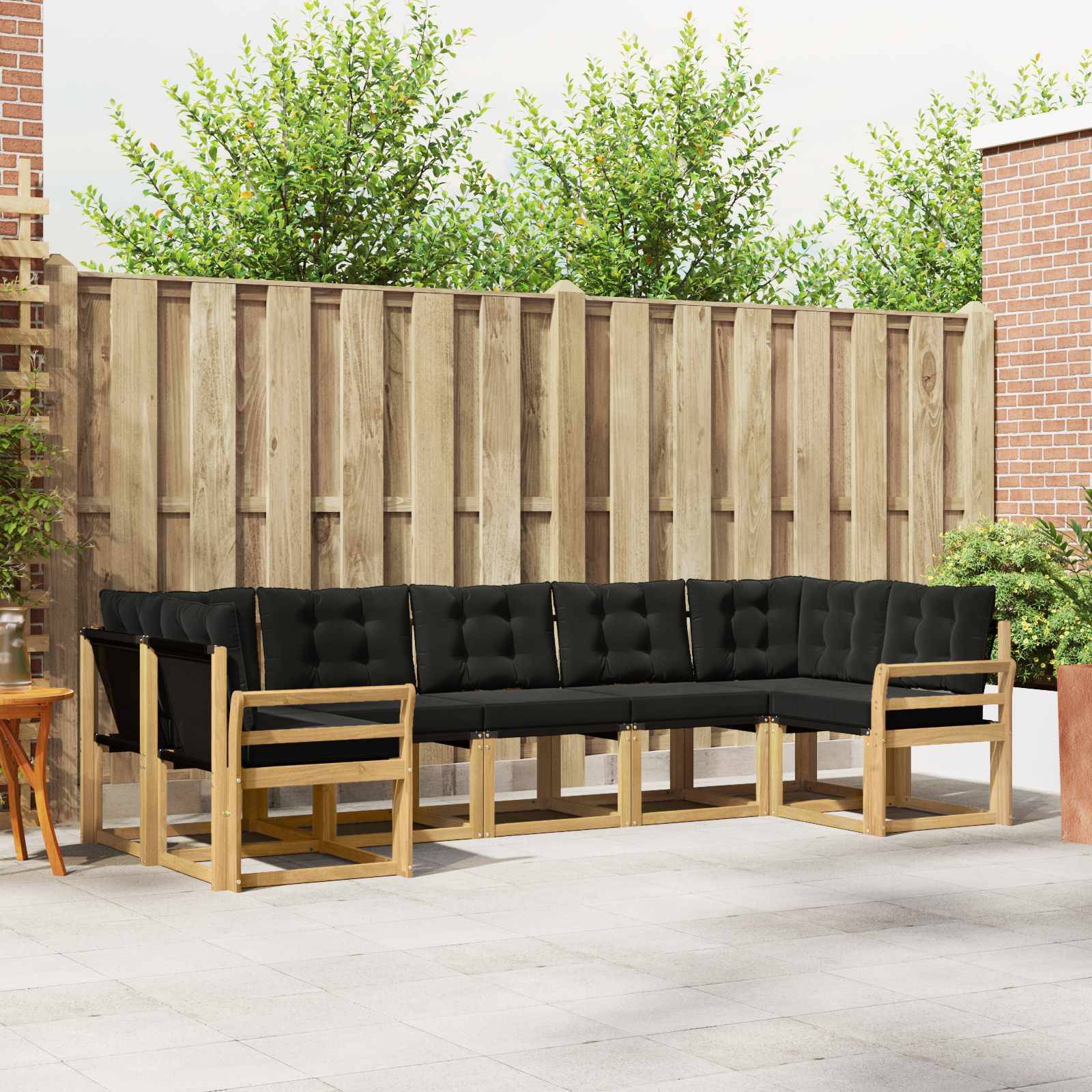 vidaXL Outdoor-Sofagarnitur mit Kissen 7 pcs Weiß und Schwarz