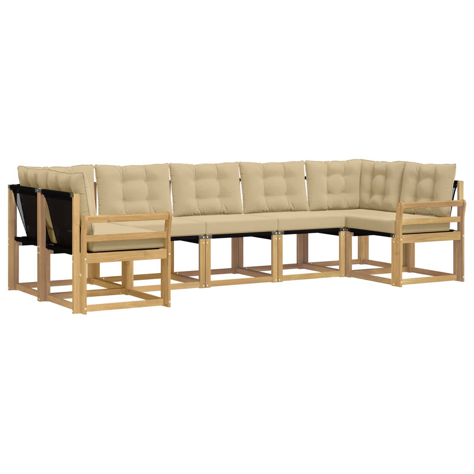 vidaXL Outdoor-Sofagarnitur mit Kissen 7 pcs Weiß und Beige