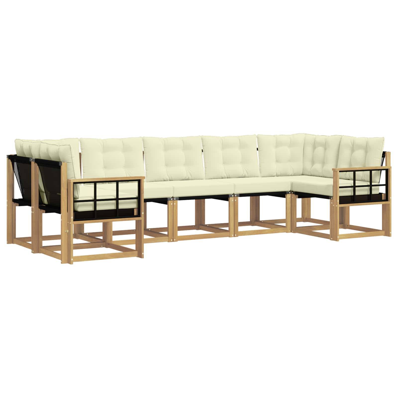 vidaXL Outdoor-Sofagarnitur mit Kissen 7 pcs Weiß und Creme